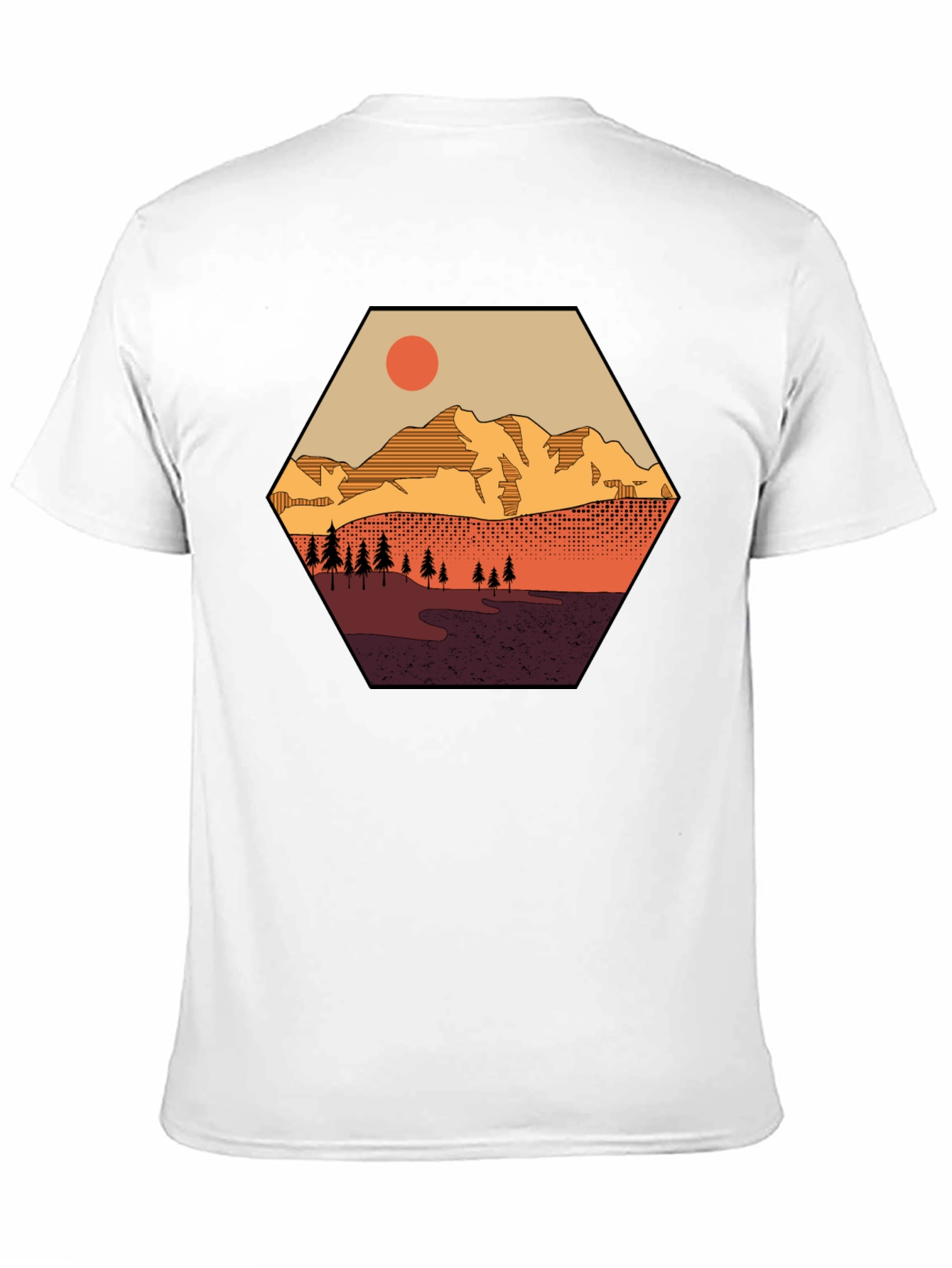 Mountain Graphic Tee - Hexagon Landscape Print