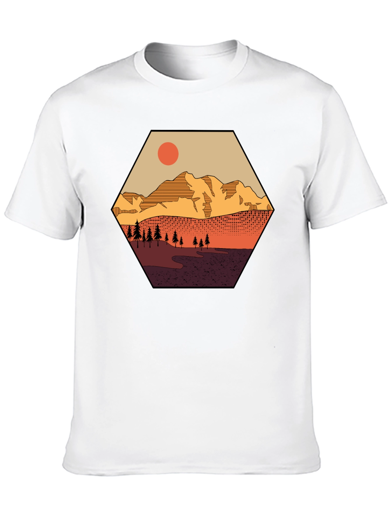 Mountain Graphic Tee - Hexagon Landscape Print