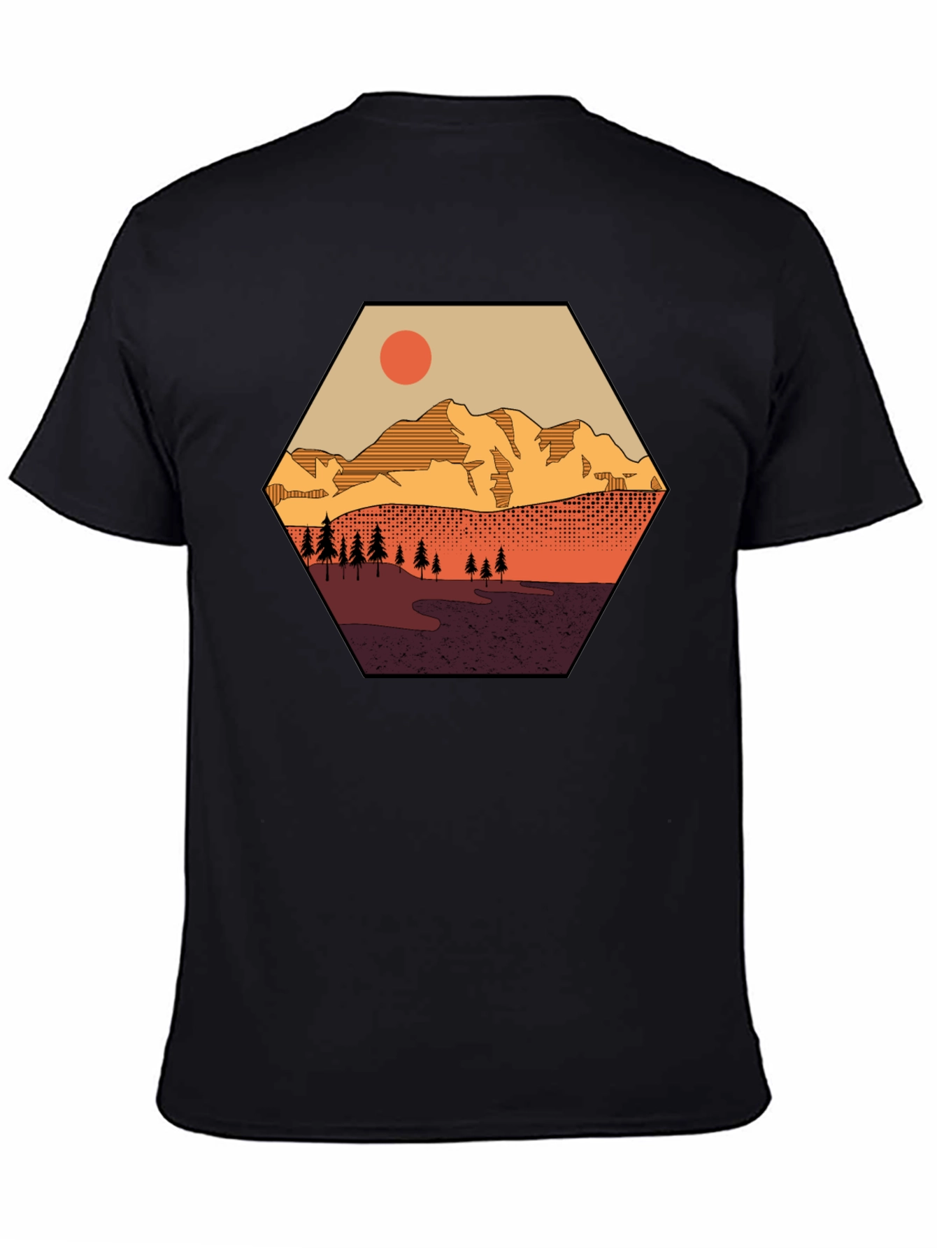 Mountain Graphic Tee - Hexagon Landscape Print