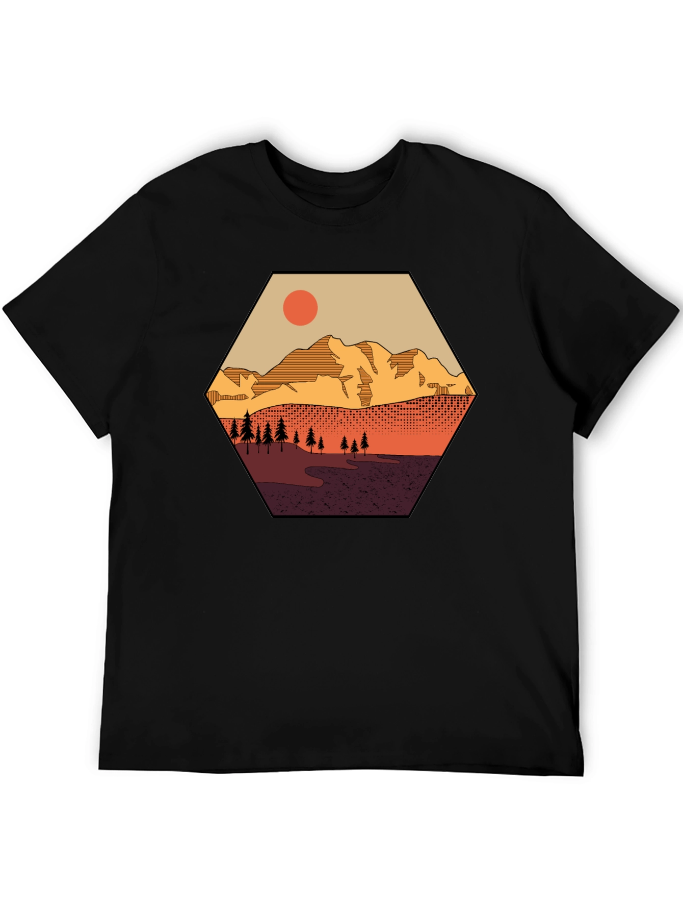 Mountain Graphic Tee - Hexagon Landscape Print