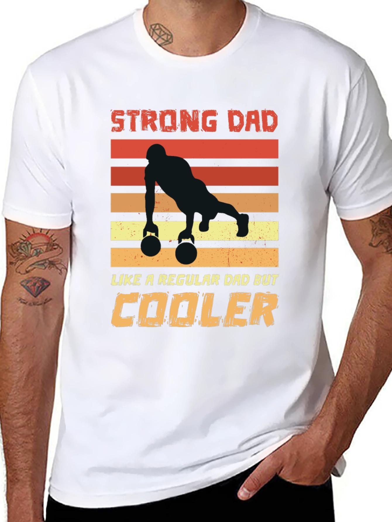 Strong Dad Kettlebell Push Up Graphic Tee