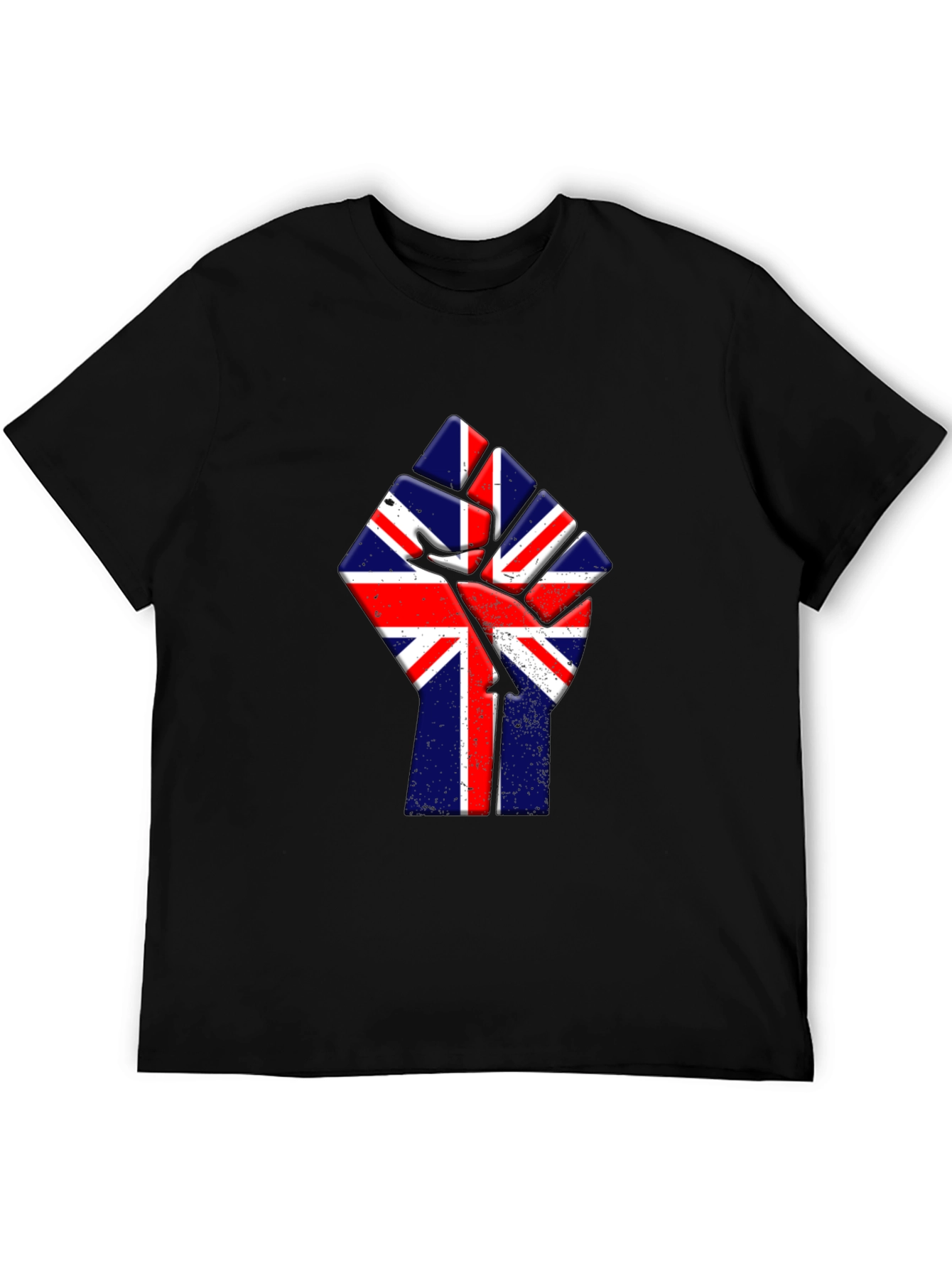 Union Jack Fist Graphic Tee - Black Cotton T-Shirt