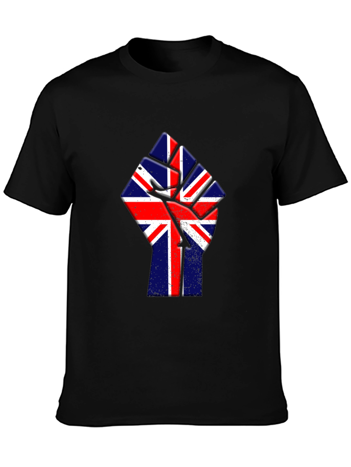 Union Jack Fist Graphic Tee - Black Cotton T-Shirt