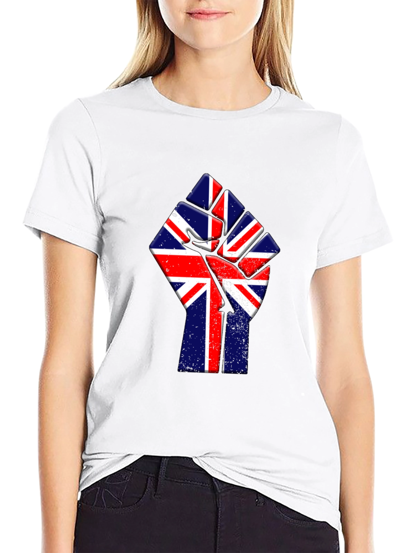Union Jack Fist Graphic Tee - Black Cotton T-Shirt