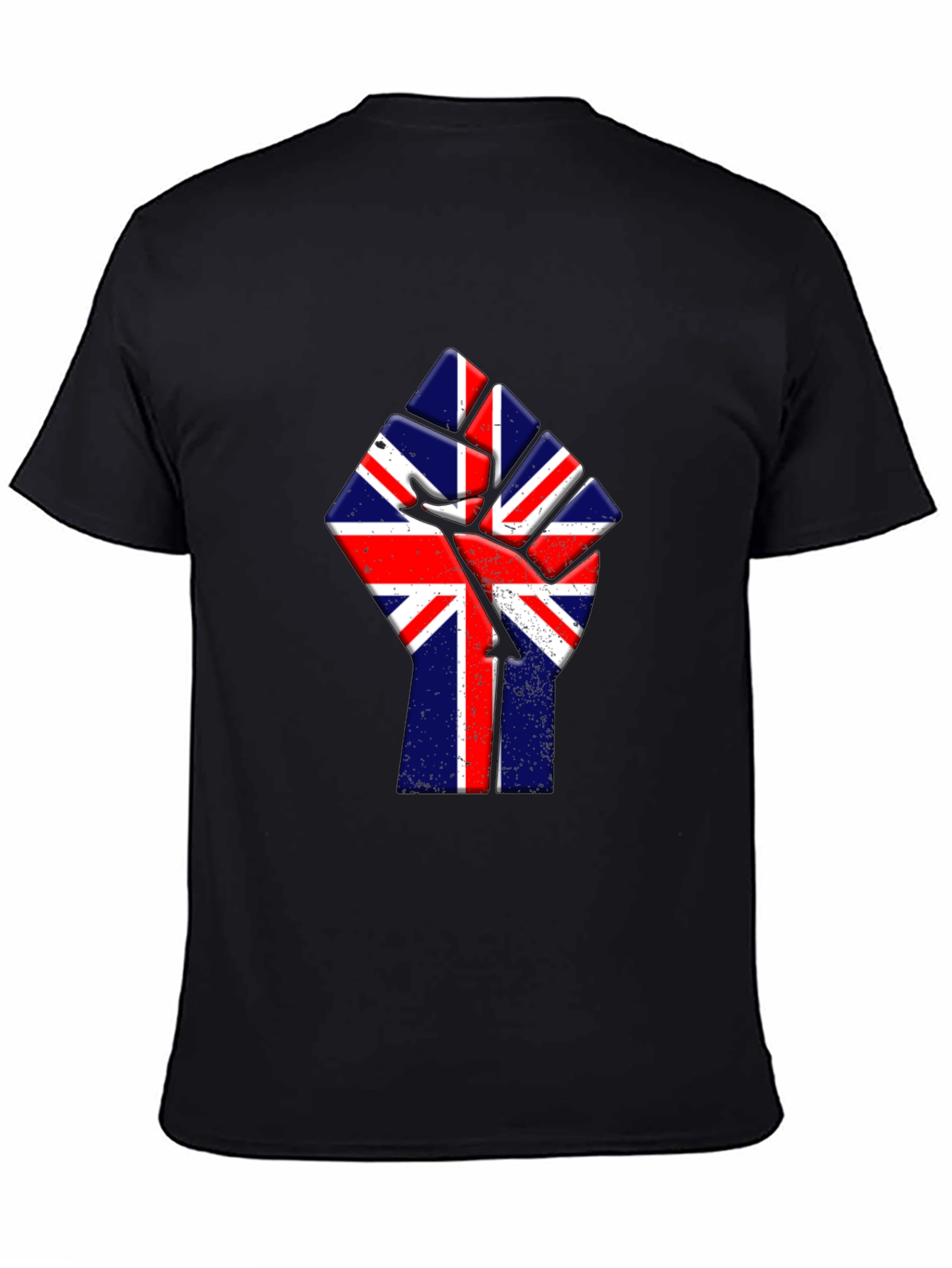 Union Jack Fist Graphic Tee - Black Cotton T-Shirt