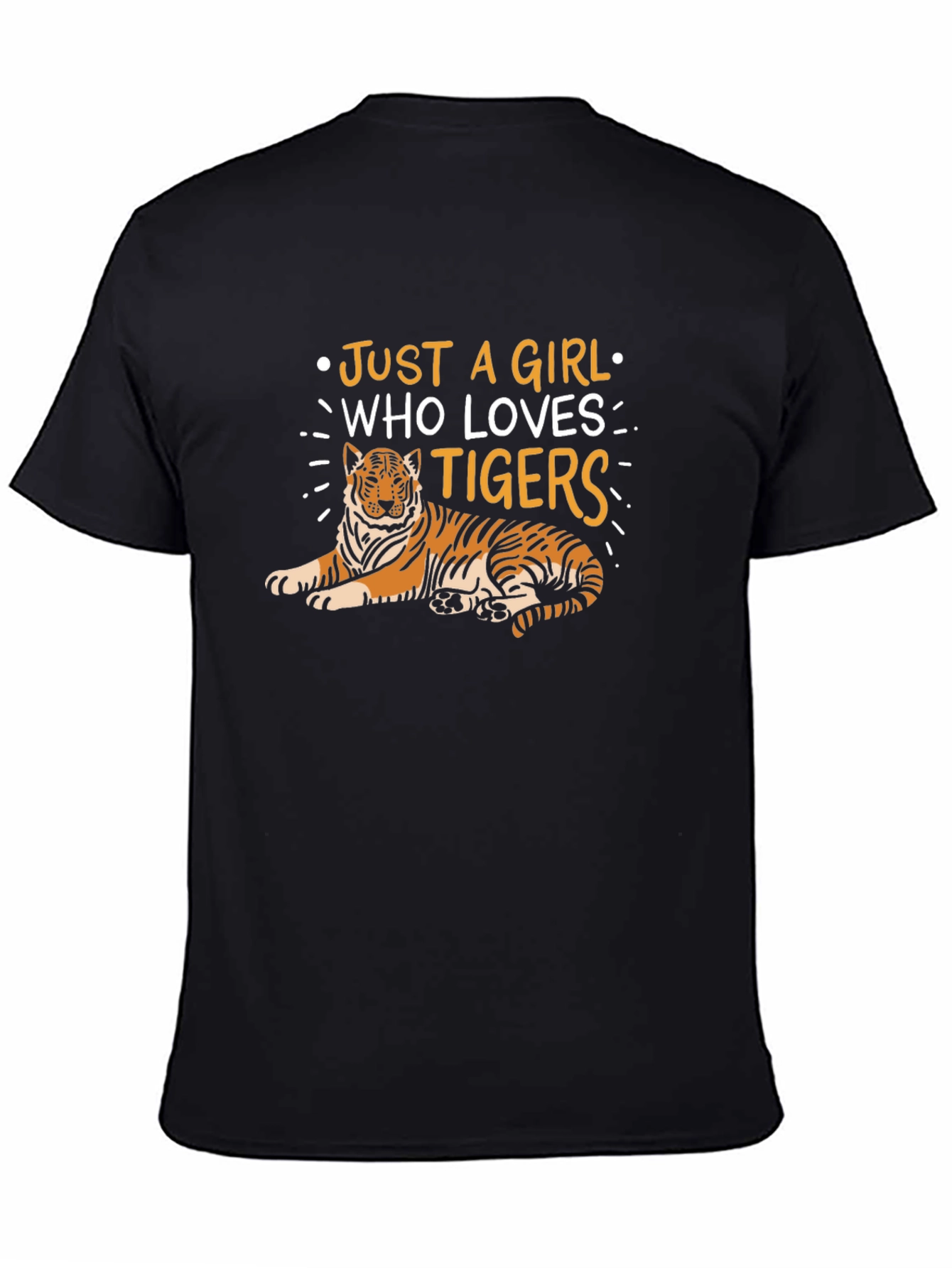 Just a Girl Who Loves Tigers Black T-Shirt