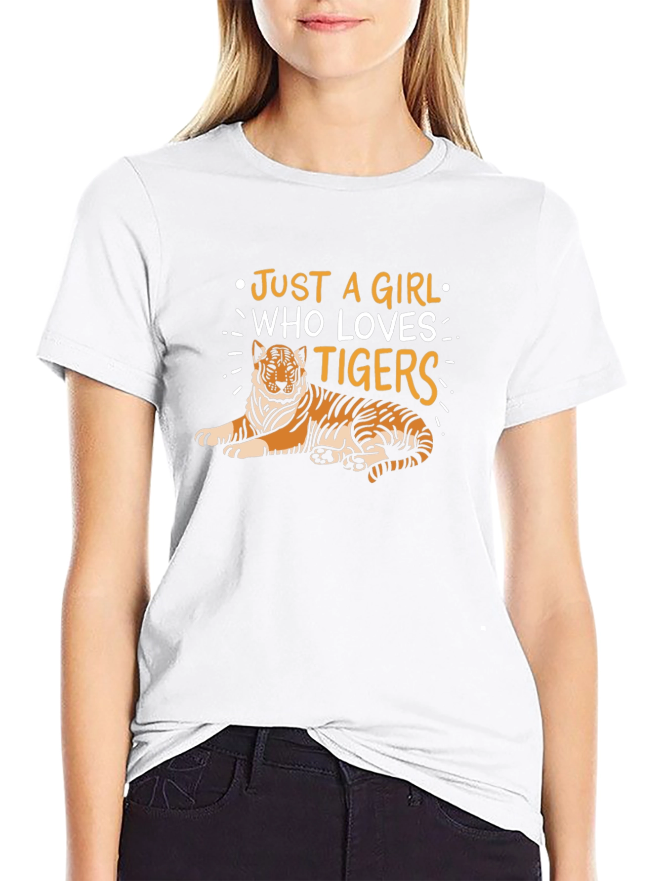 Just a Girl Who Loves Tigers Black T-Shirt