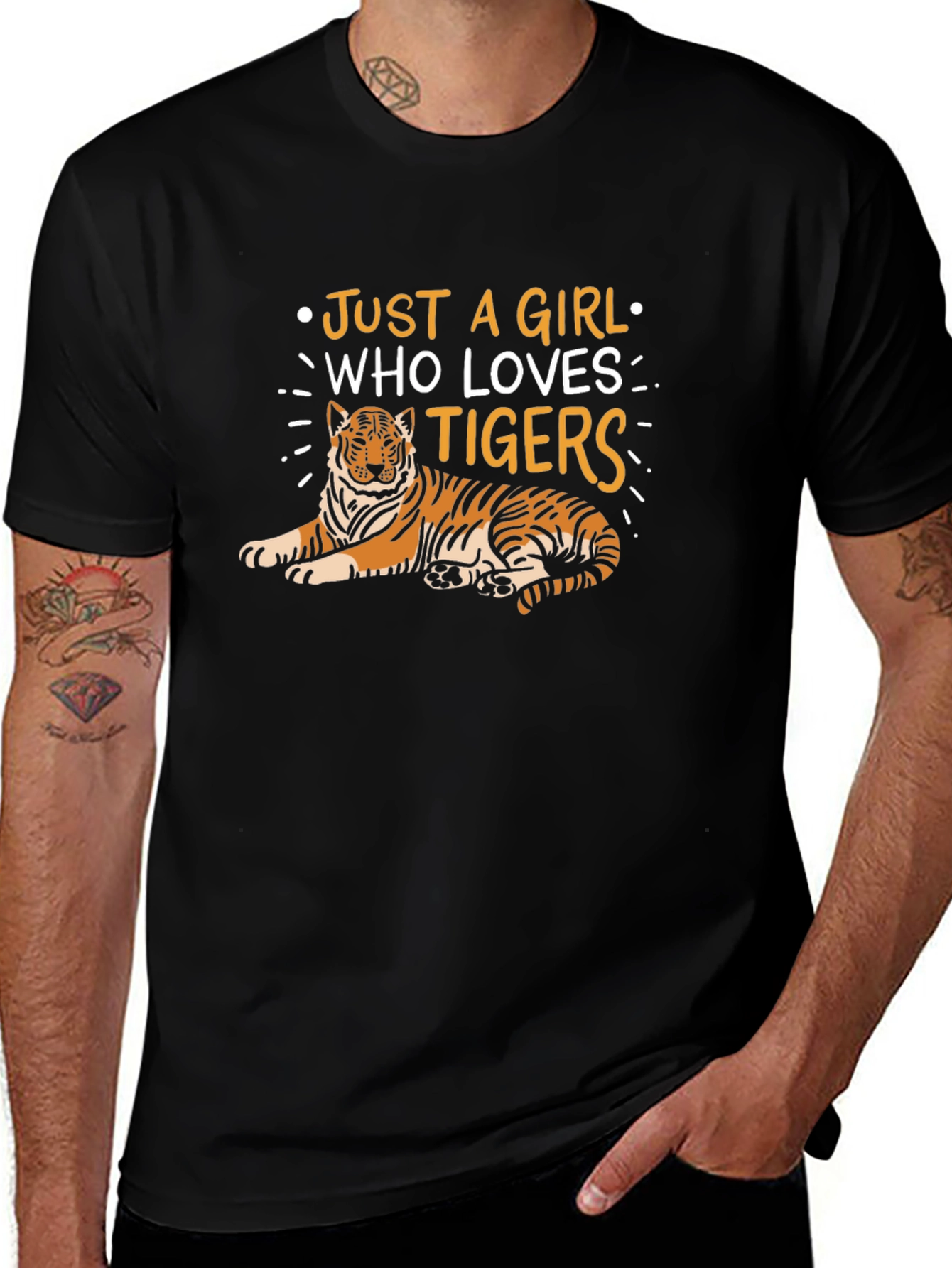 Just a Girl Who Loves Tigers Black T-Shirt