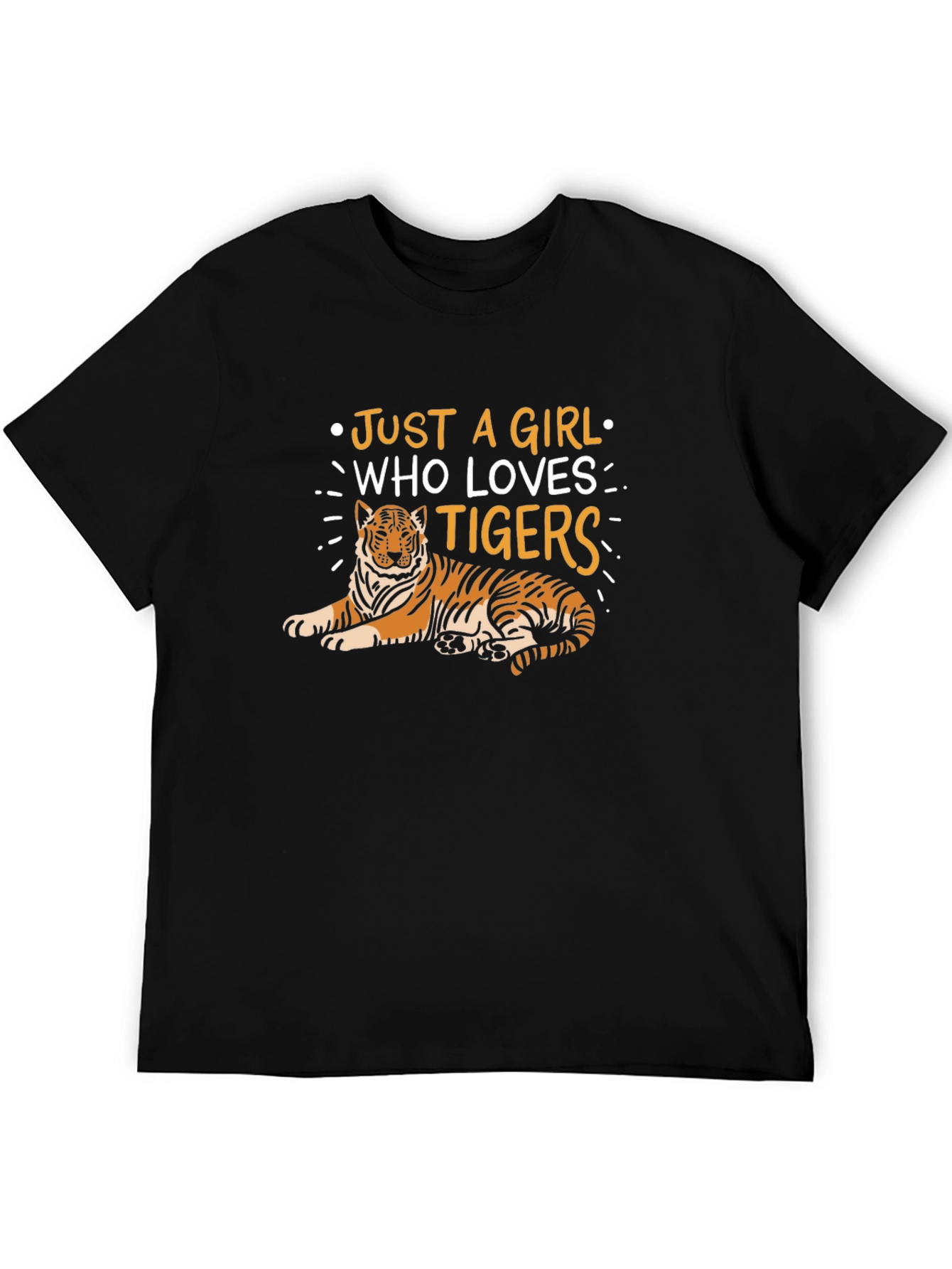 Just a Girl Who Loves Tigers Black T-Shirt