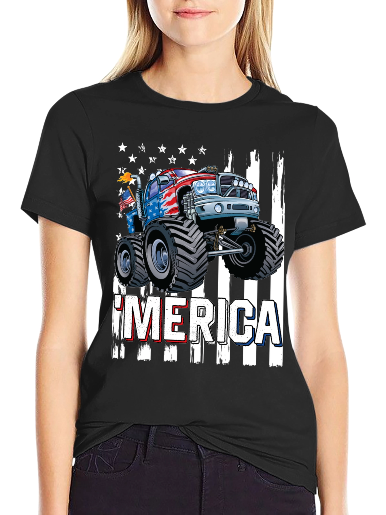 Patriotic Monster Truck Graphic T-Shirt