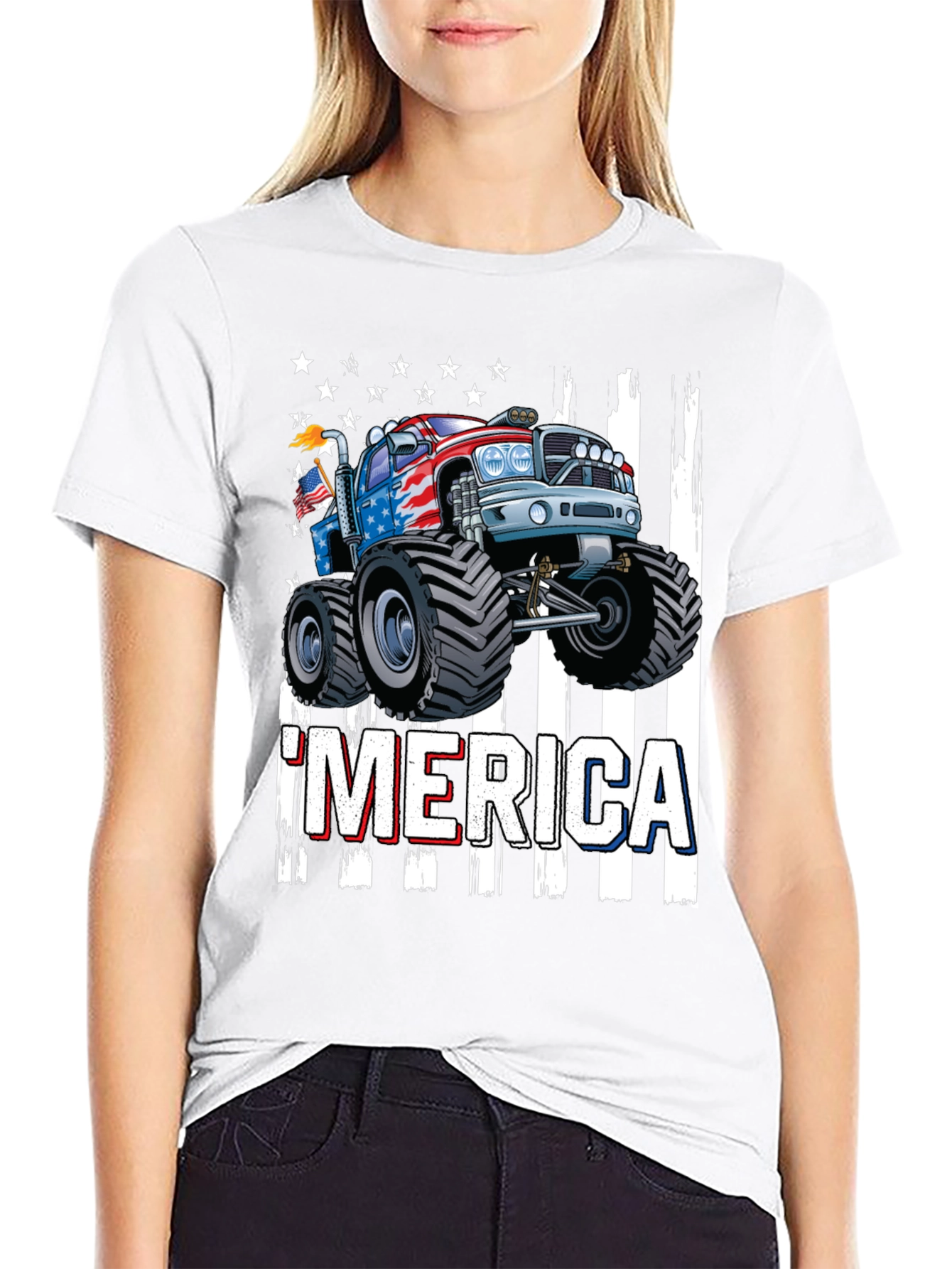 Patriotic Monster Truck Graphic T-Shirt