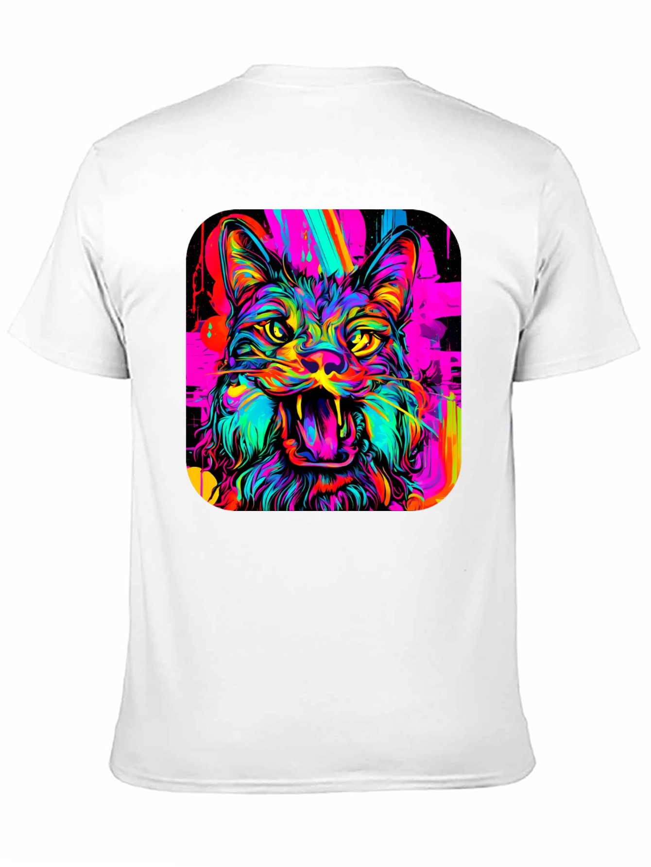 Neon Cat Graphic Tee - Bold Artistic Design