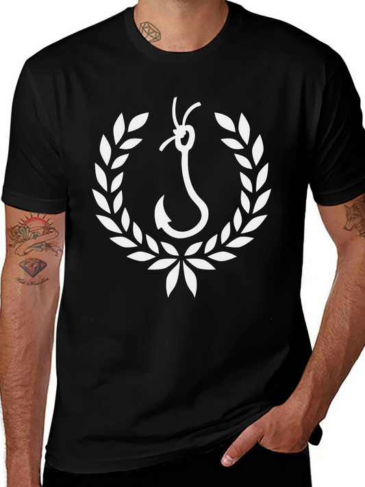 Fishing Hook Laurel Wreath Graphic Tee