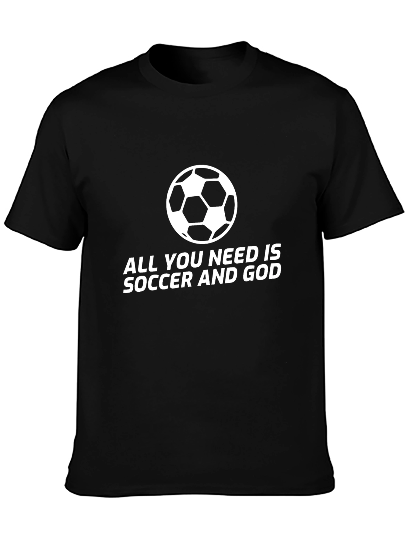 Soccer and God T-Shirt - Black Crew Neck