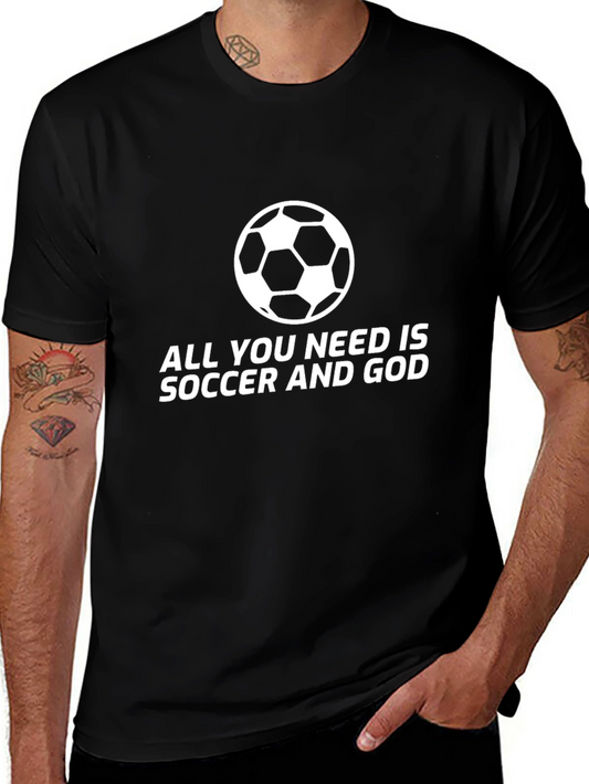 Soccer and God T-Shirt - Black Crew Neck