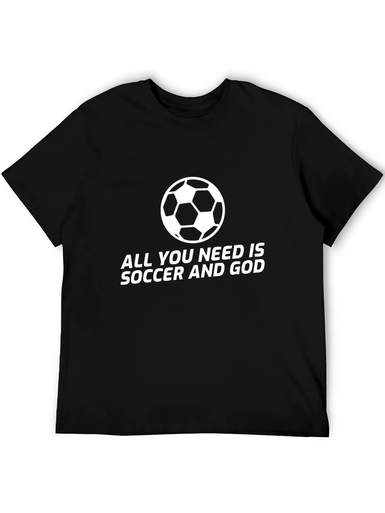 Soccer and God T-Shirt - Black Crew Neck