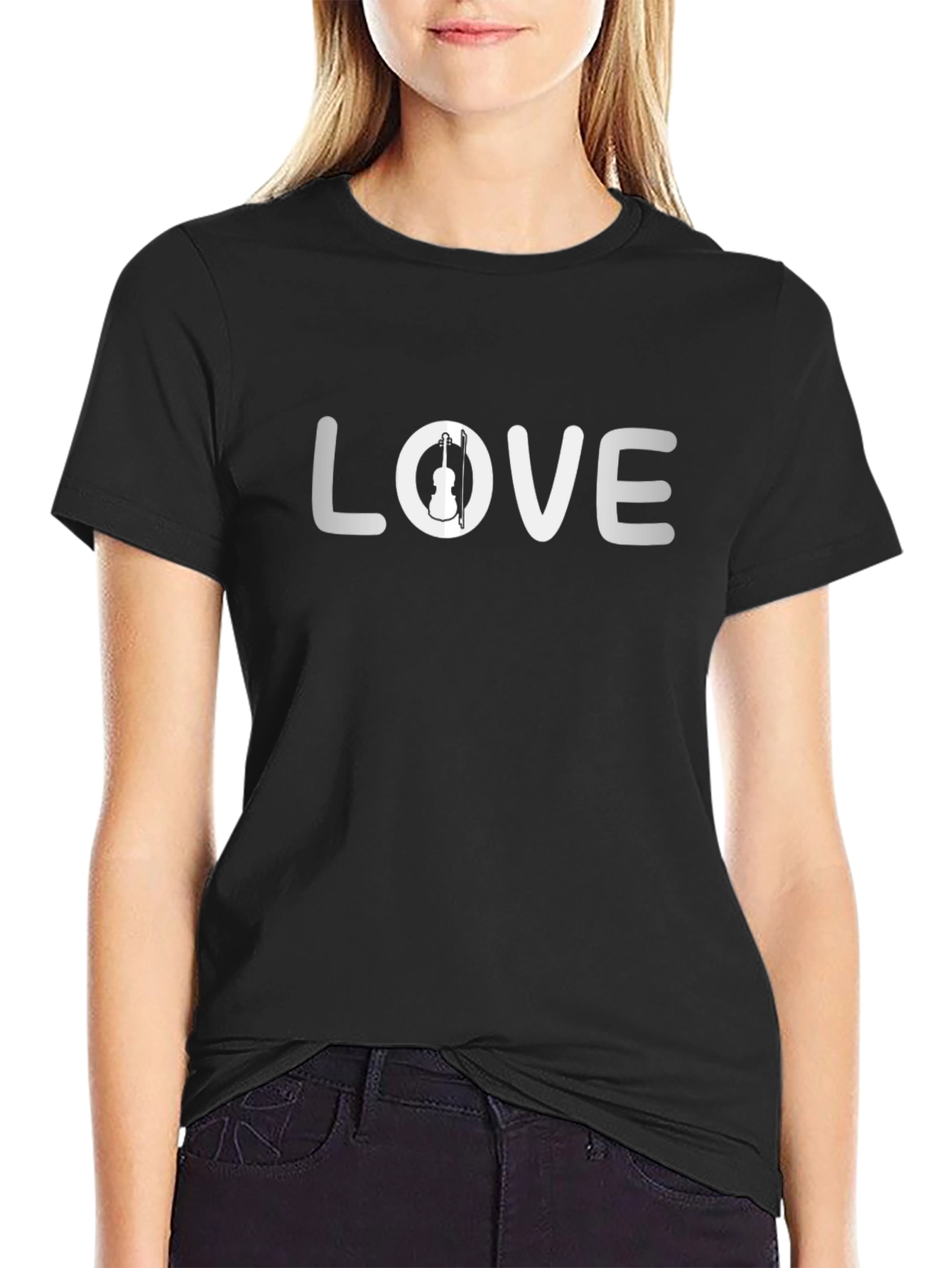 Love Violin Black T-Shirt