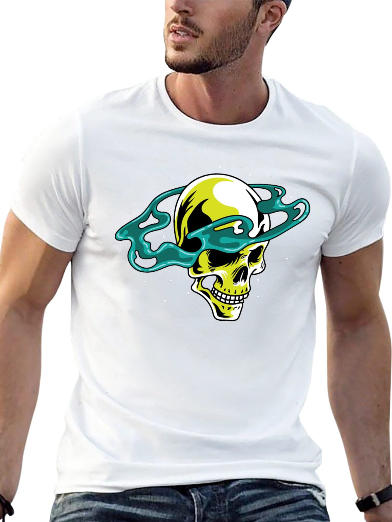 Skull Saturn Graphic Tee - Cool Black T-Shirt