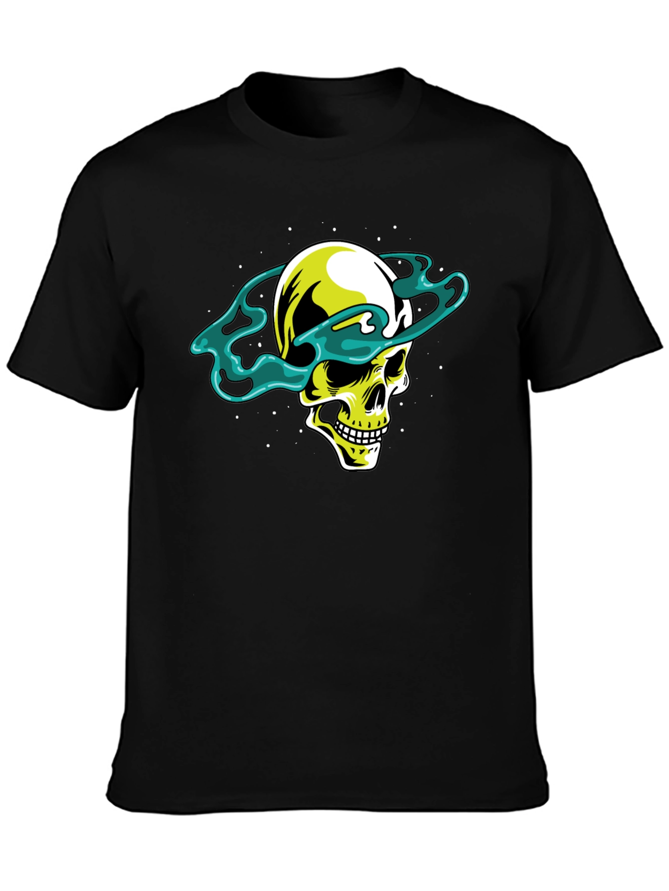Skull Saturn Graphic Tee - Cool Black T-Shirt