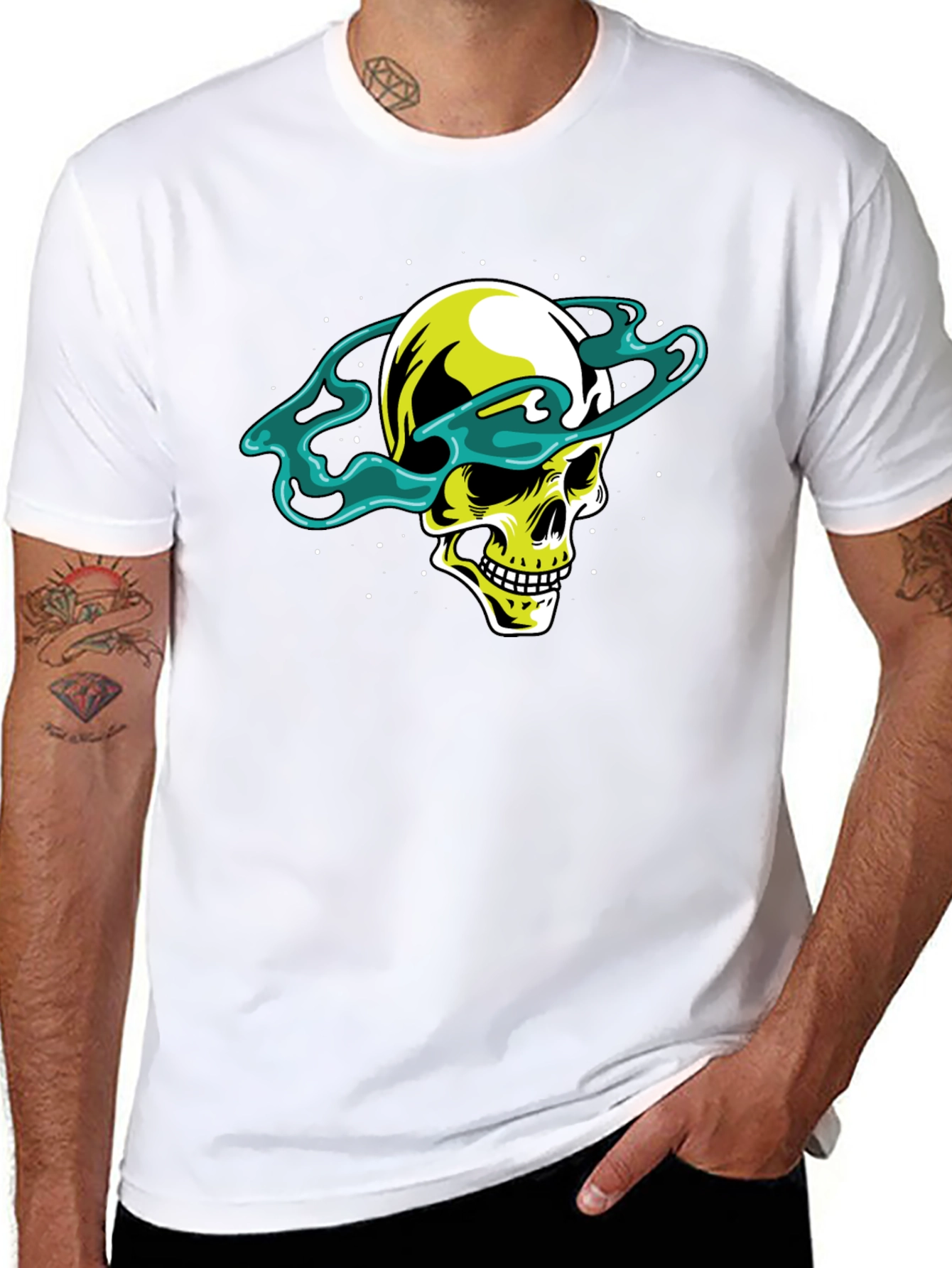 Skull Saturn Graphic Tee - Cool Black T-Shirt
