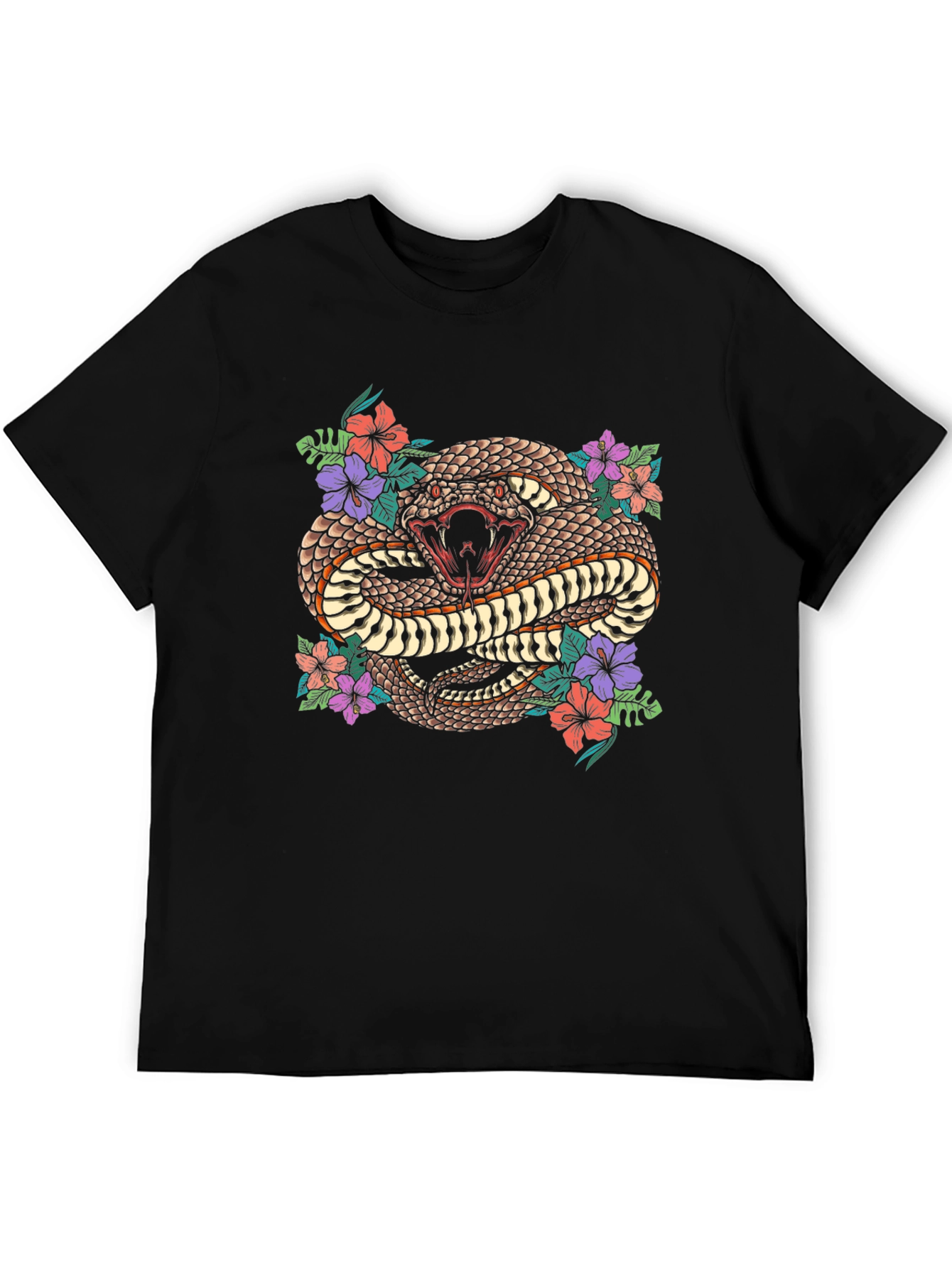 Snake & Floral Print Graphic Tee