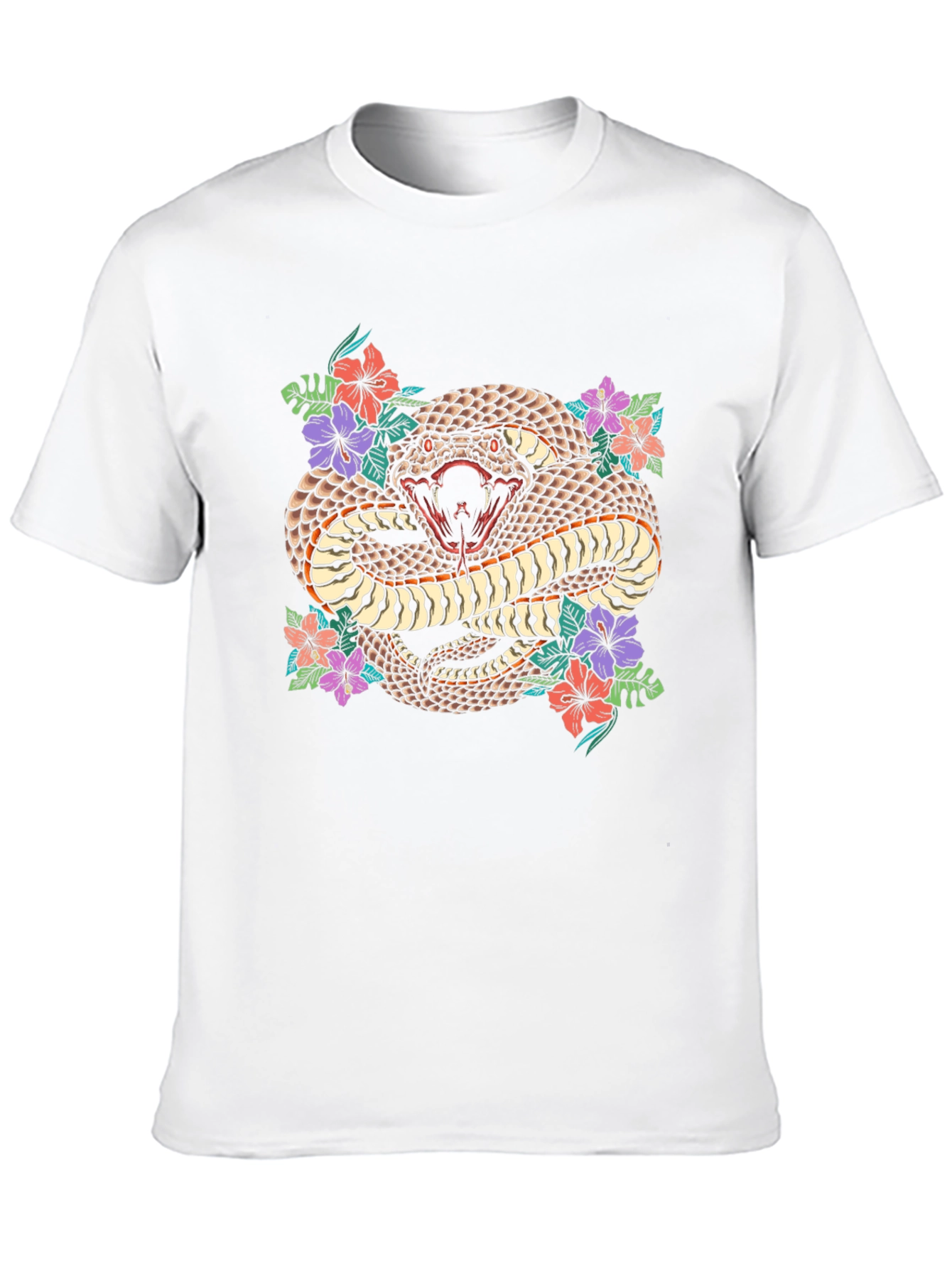 Snake & Floral Print Graphic Tee