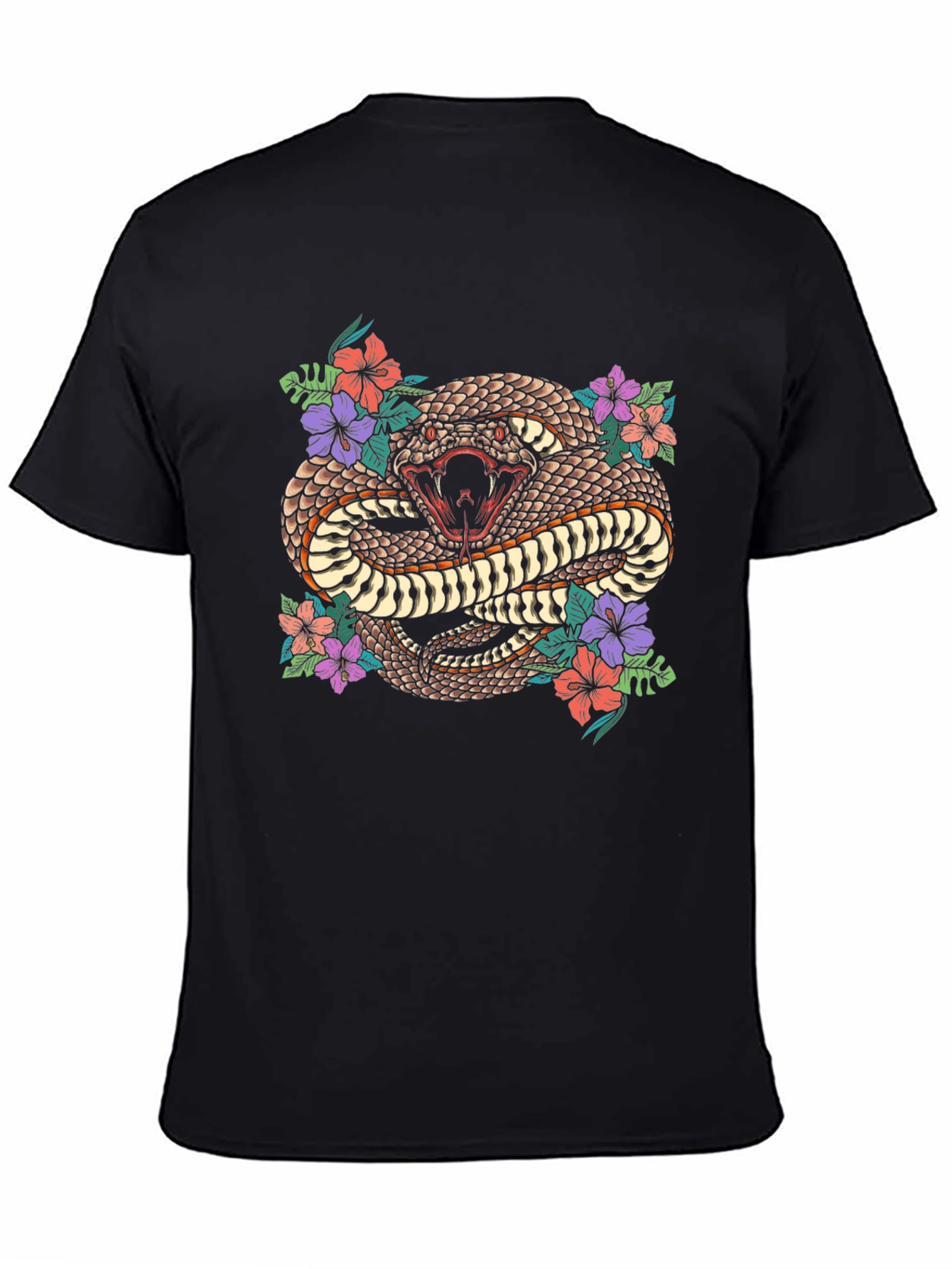 Snake & Floral Print Graphic Tee