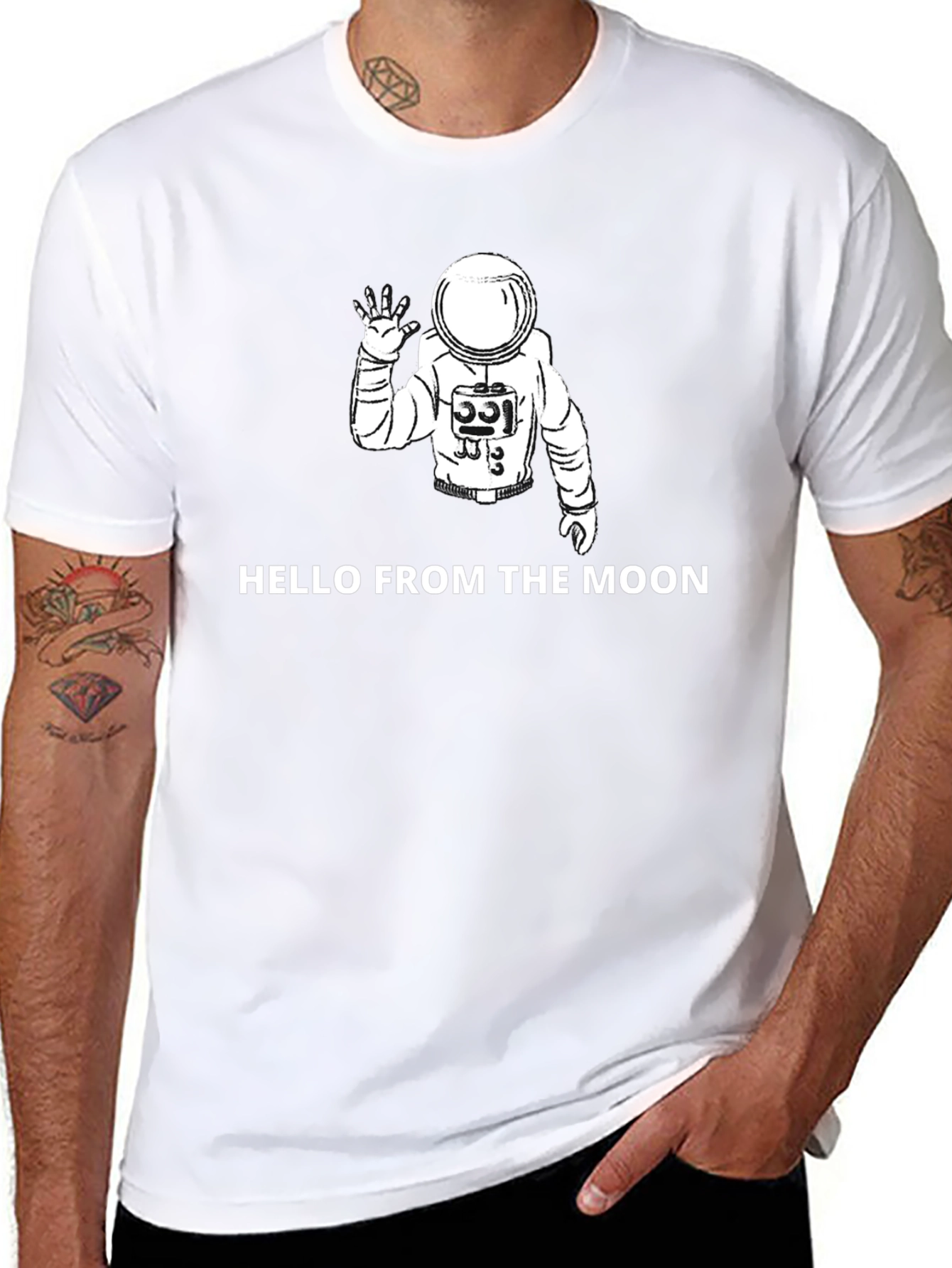 Hello From the Moon Graphic Tee - Astronaut Shirt