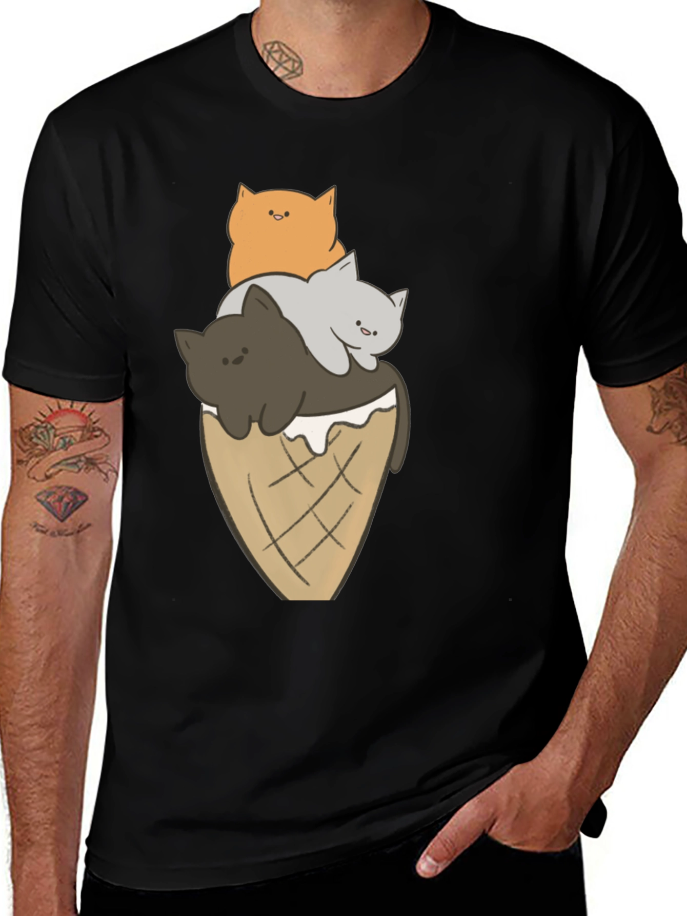 Cat Ice Cream Cone Graphic Tee