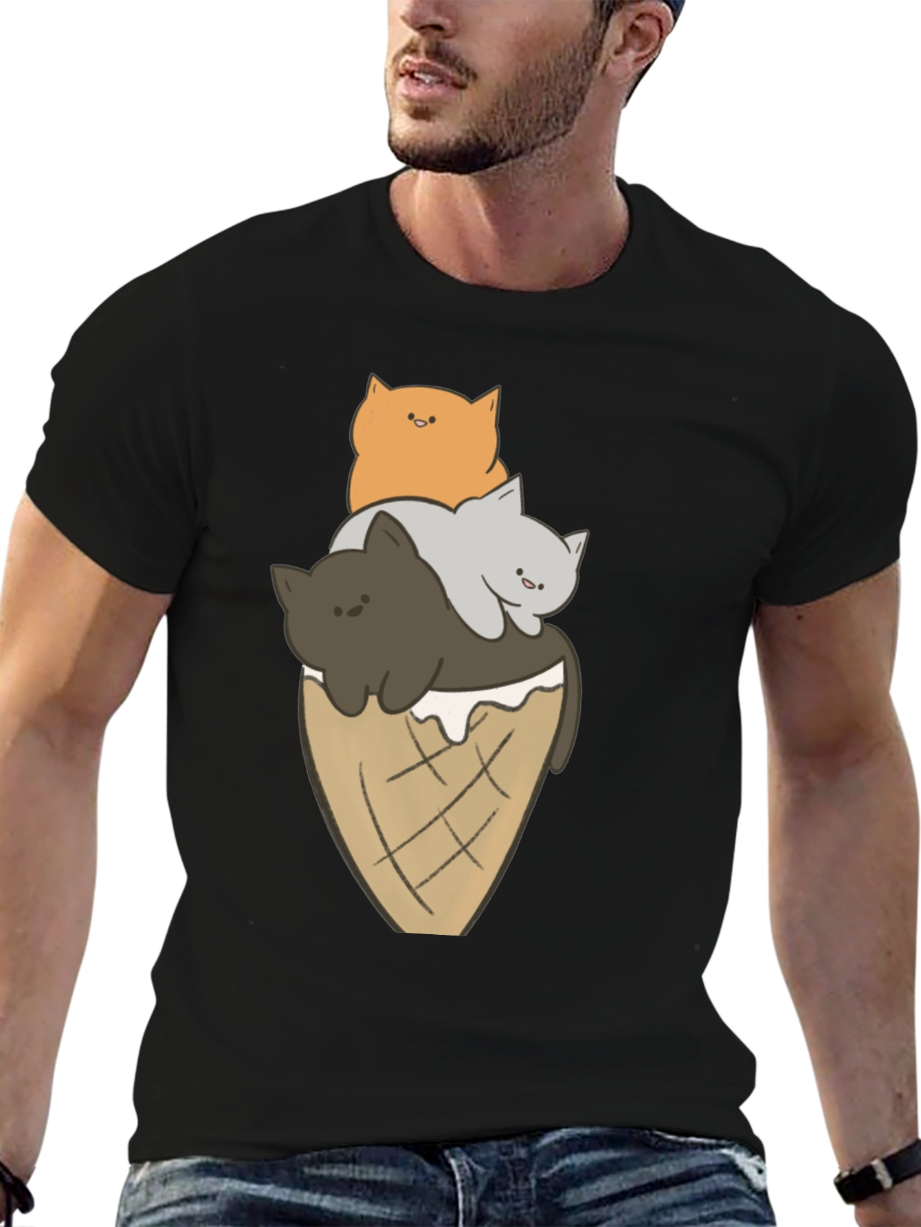 Cat Ice Cream Cone Graphic Tee