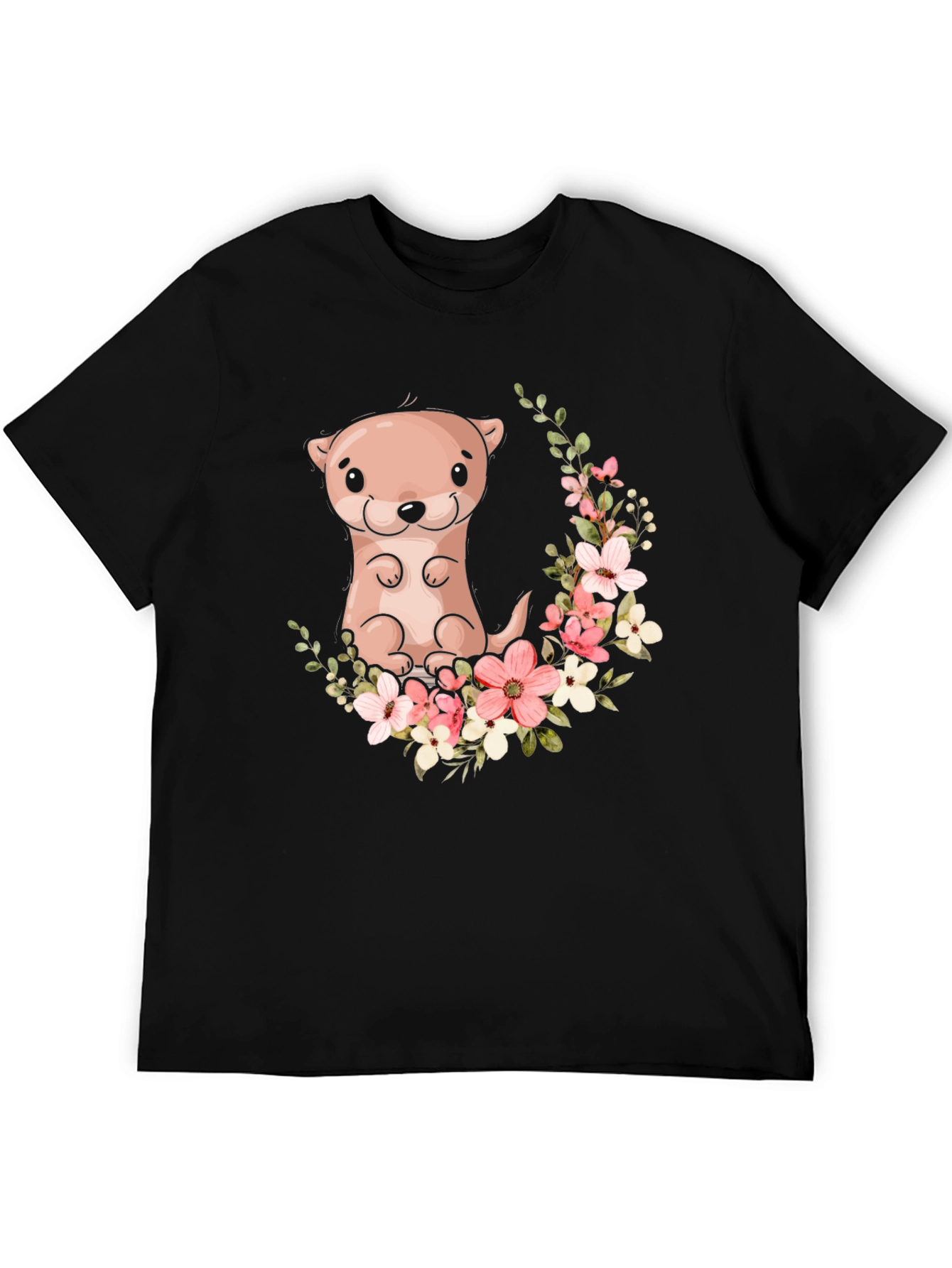 Otter Floral Graphic Tee - Black