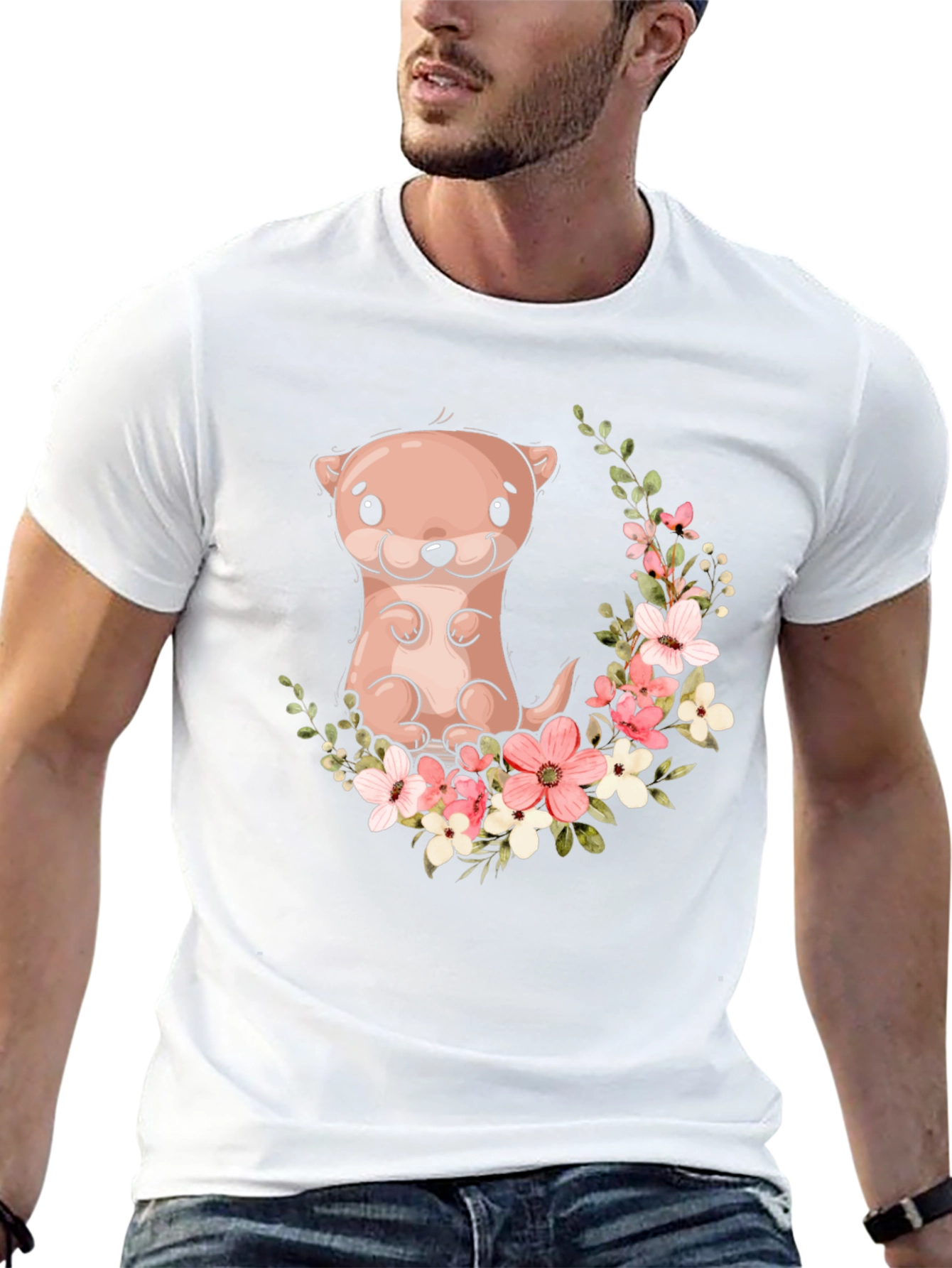 Otter Floral Graphic Tee - Black