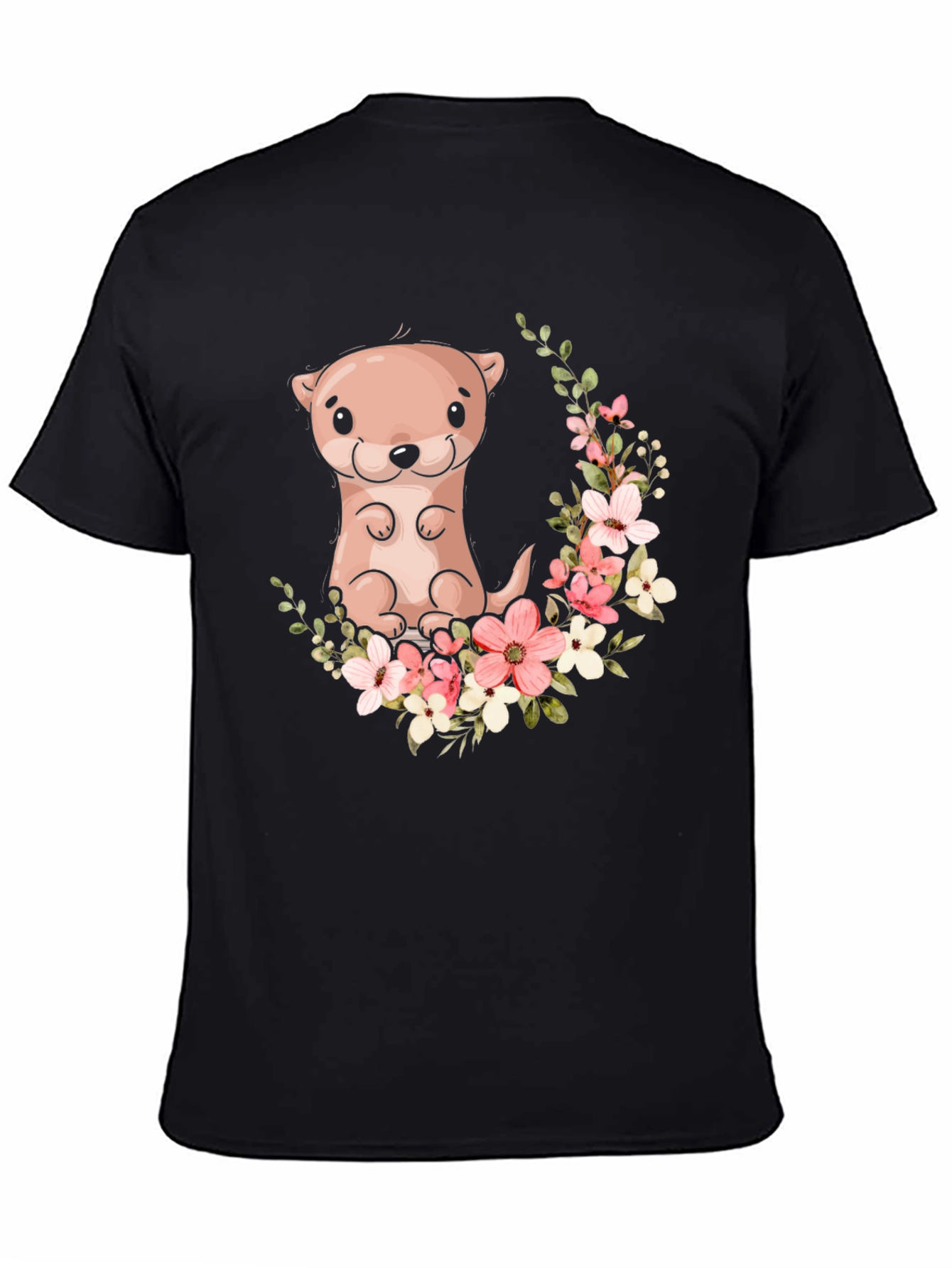 Otter Floral Graphic Tee - Black