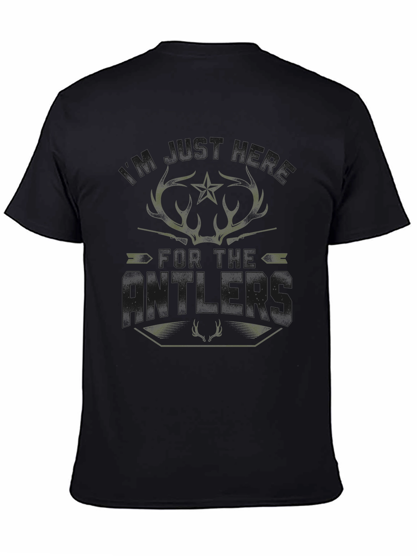 Hunting Antlers T-Shirt - Mens Black Tee