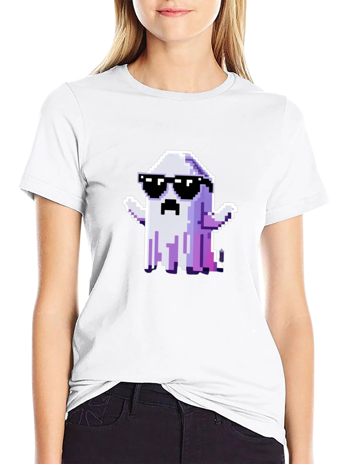 Cool Pixel Ghost Graphic T-Shirt
