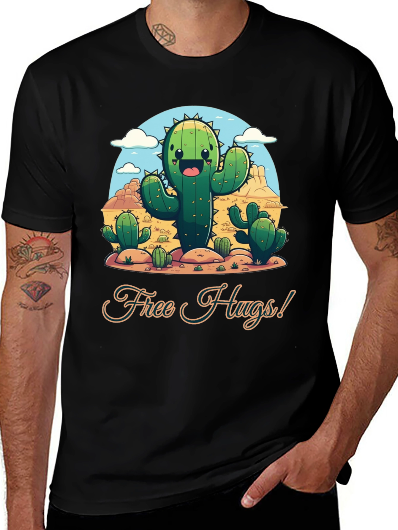 Free Hugs Cactus T-Shirt - Desert Fun!