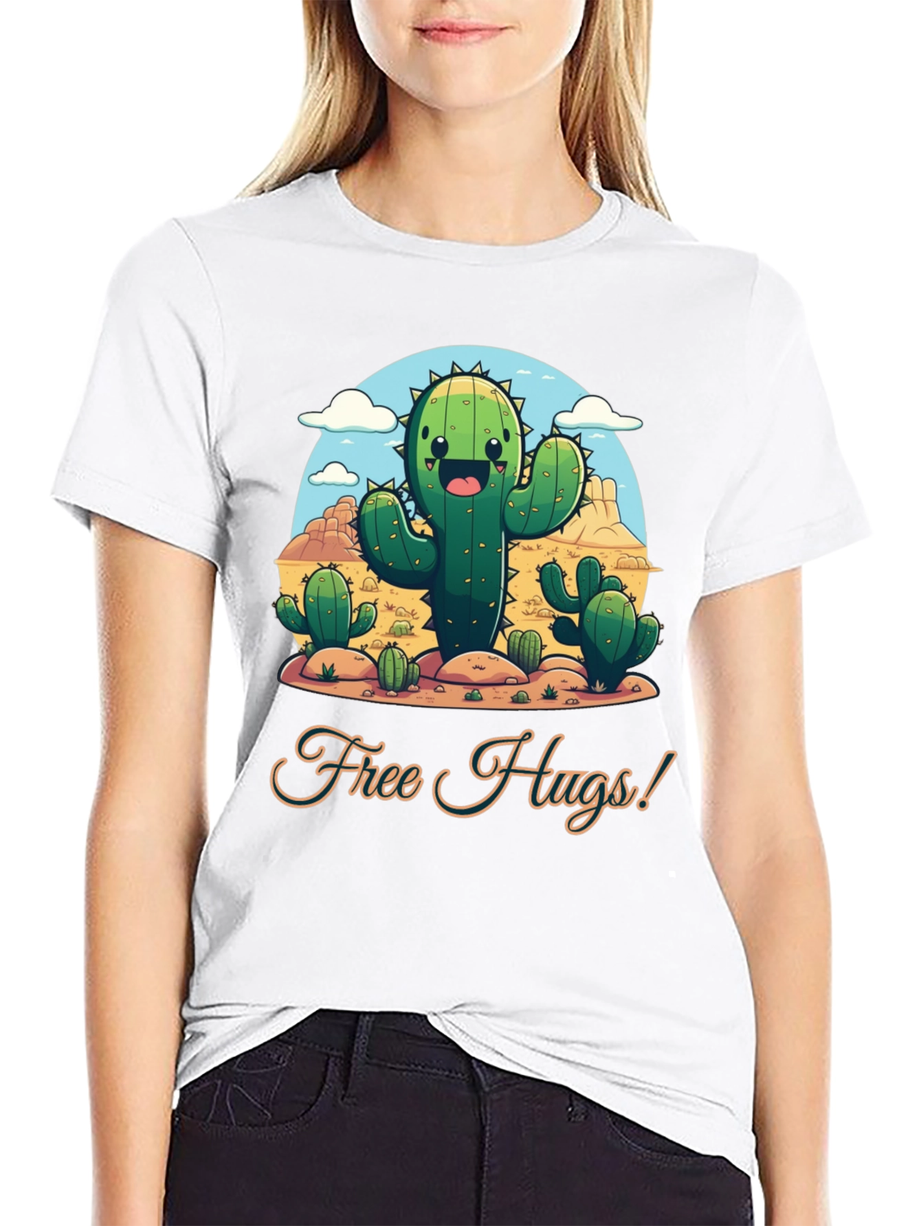 Free Hugs Cactus T-Shirt - Desert Fun!