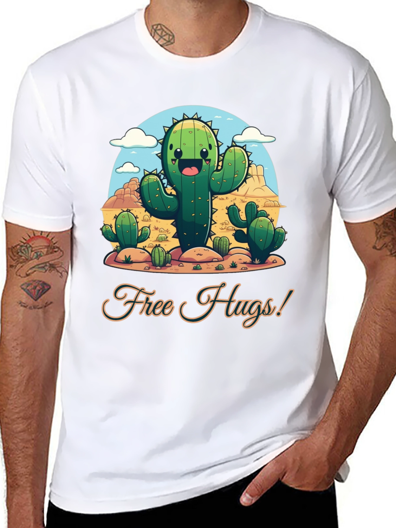 Free Hugs Cactus T-Shirt - Desert Fun!