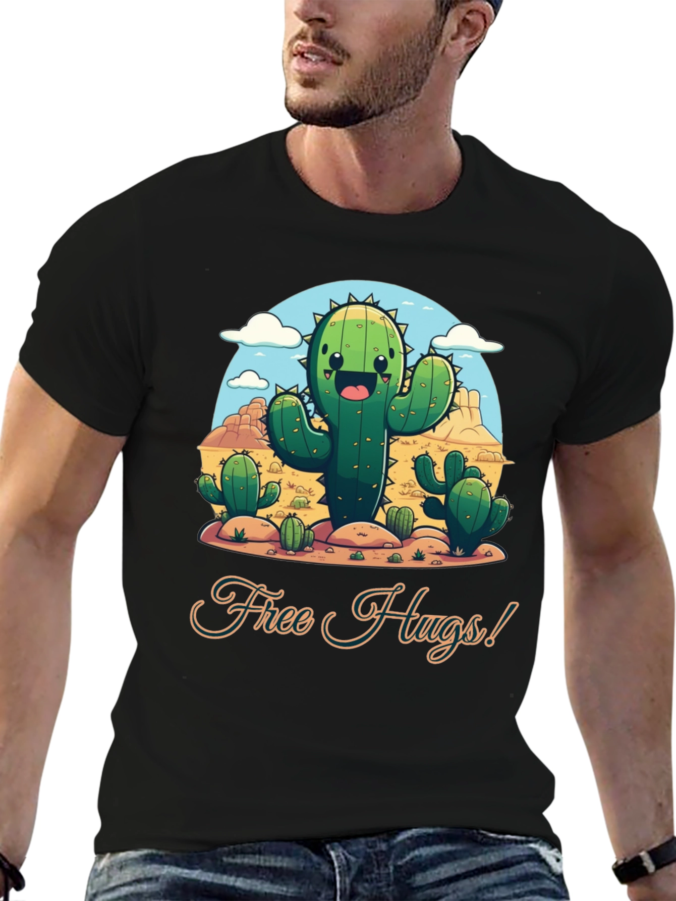 Free Hugs Cactus T-Shirt - Desert Fun!