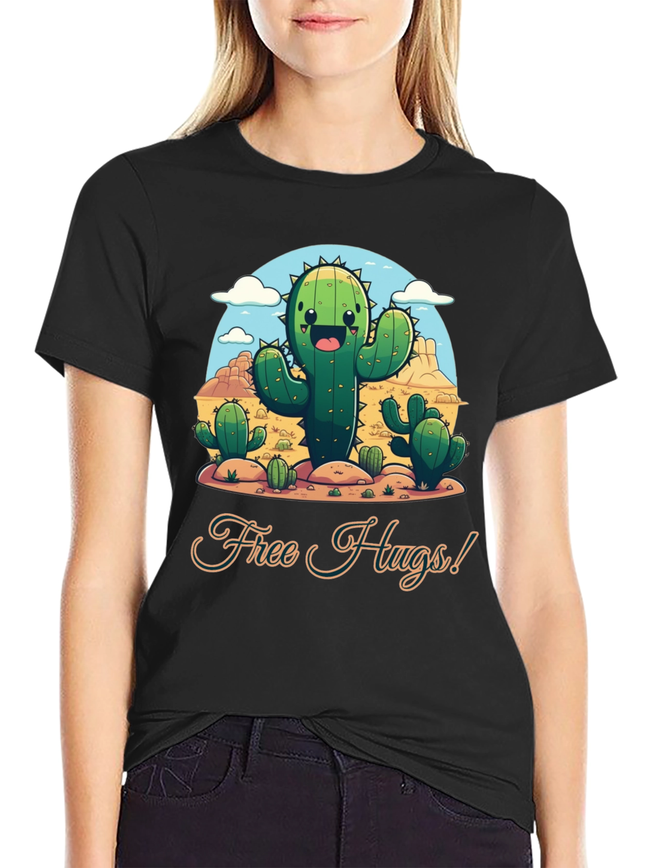 Free Hugs Cactus T-Shirt - Desert Fun!