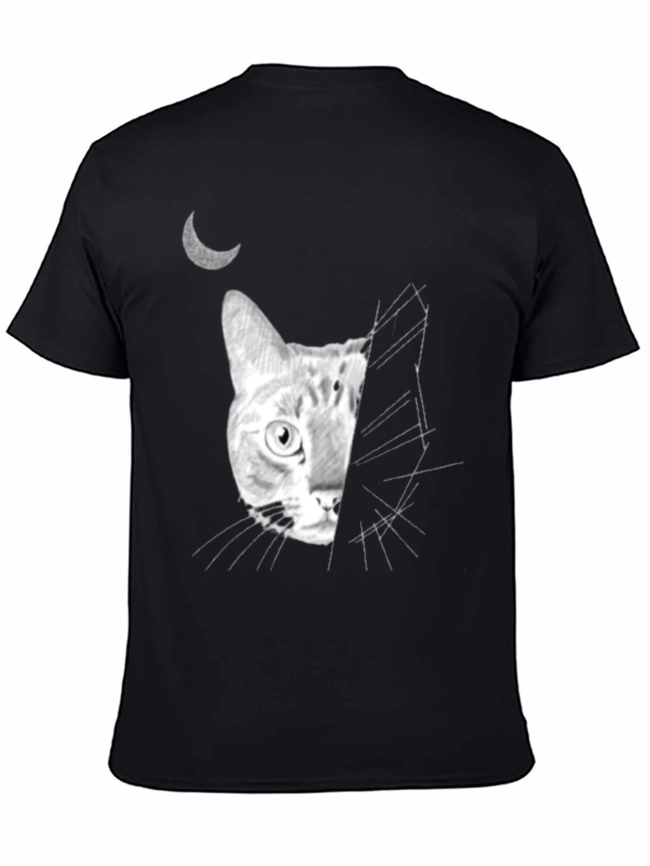 Moonlit Cat Graphic Tee - Unique Design