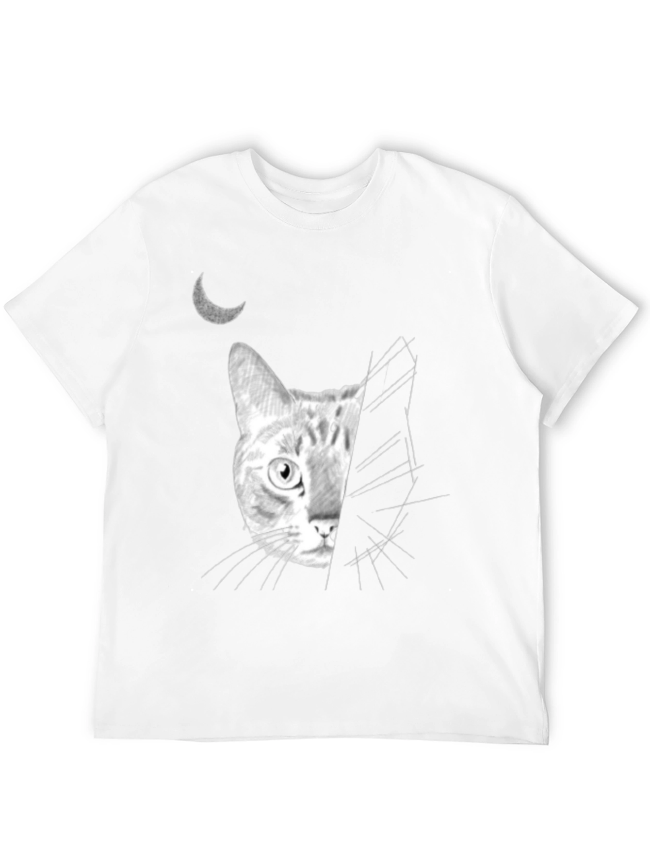 Moonlit Cat Graphic Tee - Unique Design