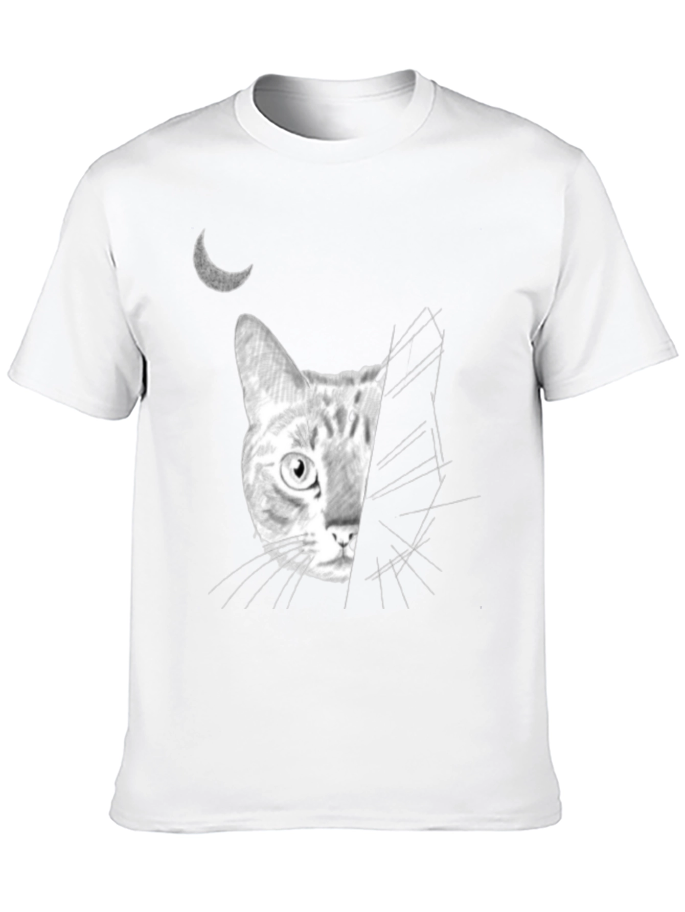 Moonlit Cat Graphic Tee - Unique Design