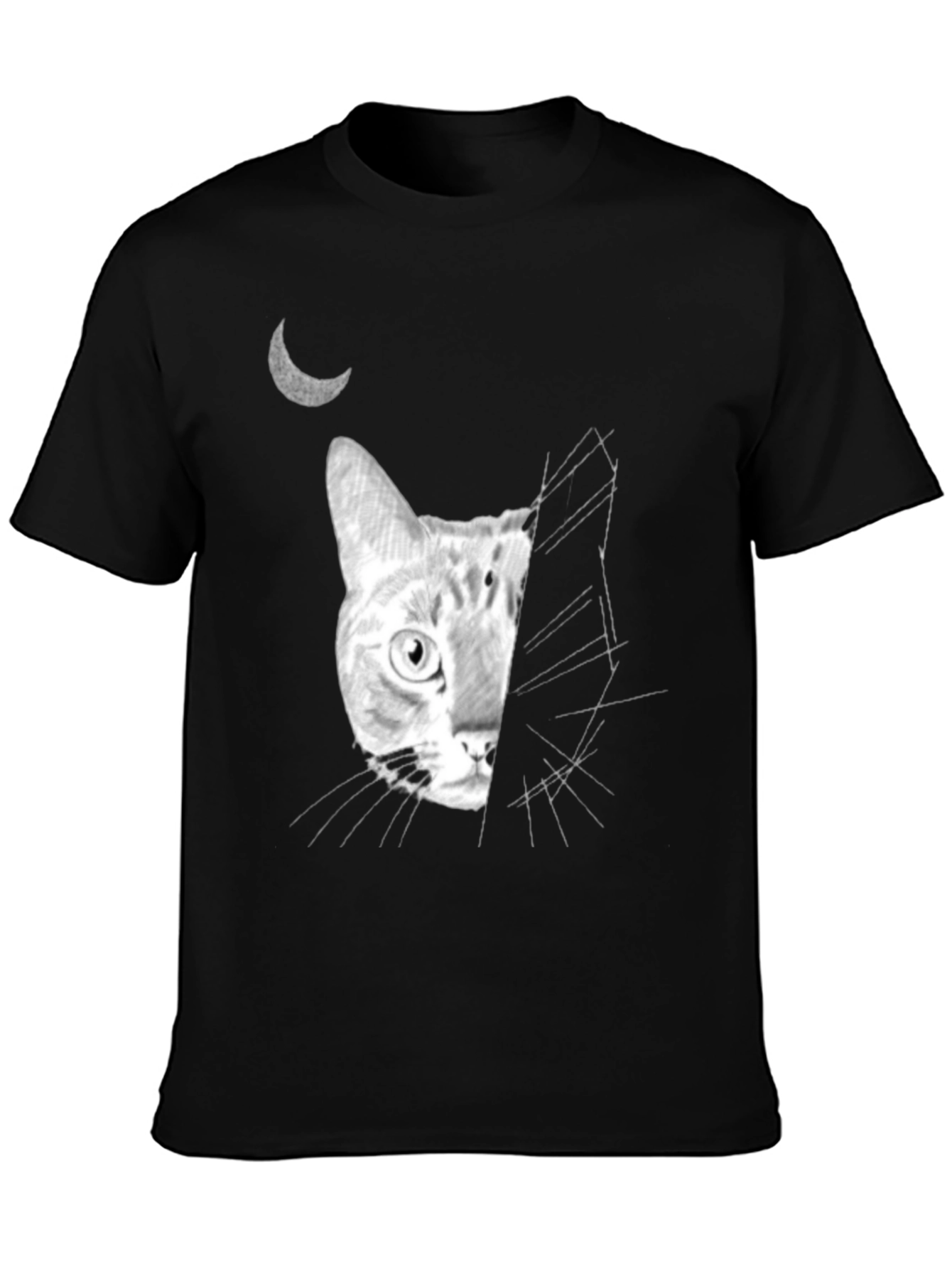 Moonlit Cat Graphic Tee - Unique Design