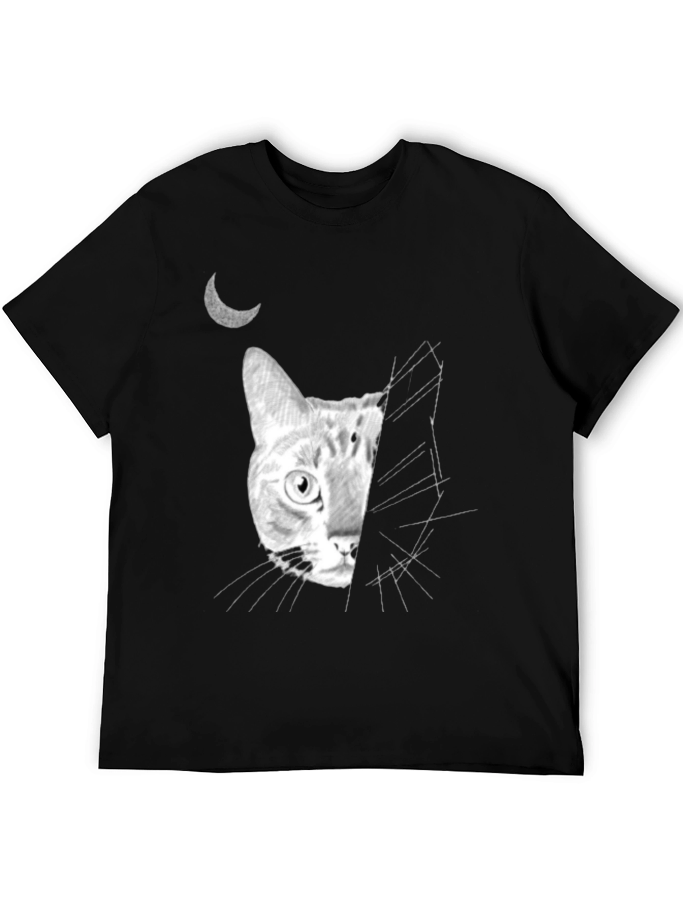 Moonlit Cat Graphic Tee - Unique Design