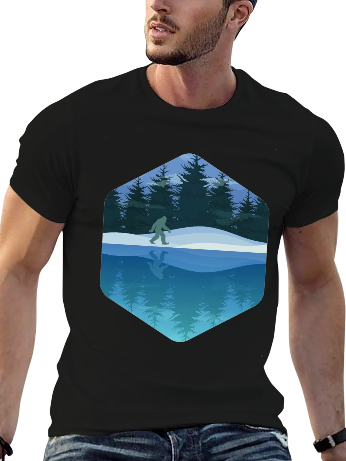Bigfoot Reflection Graphic Tee - Black