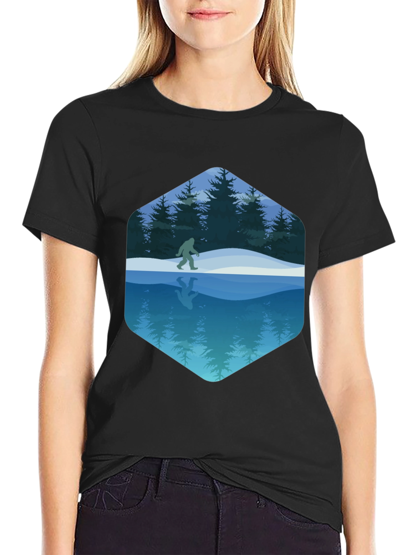 Bigfoot Reflection Graphic Tee - Black