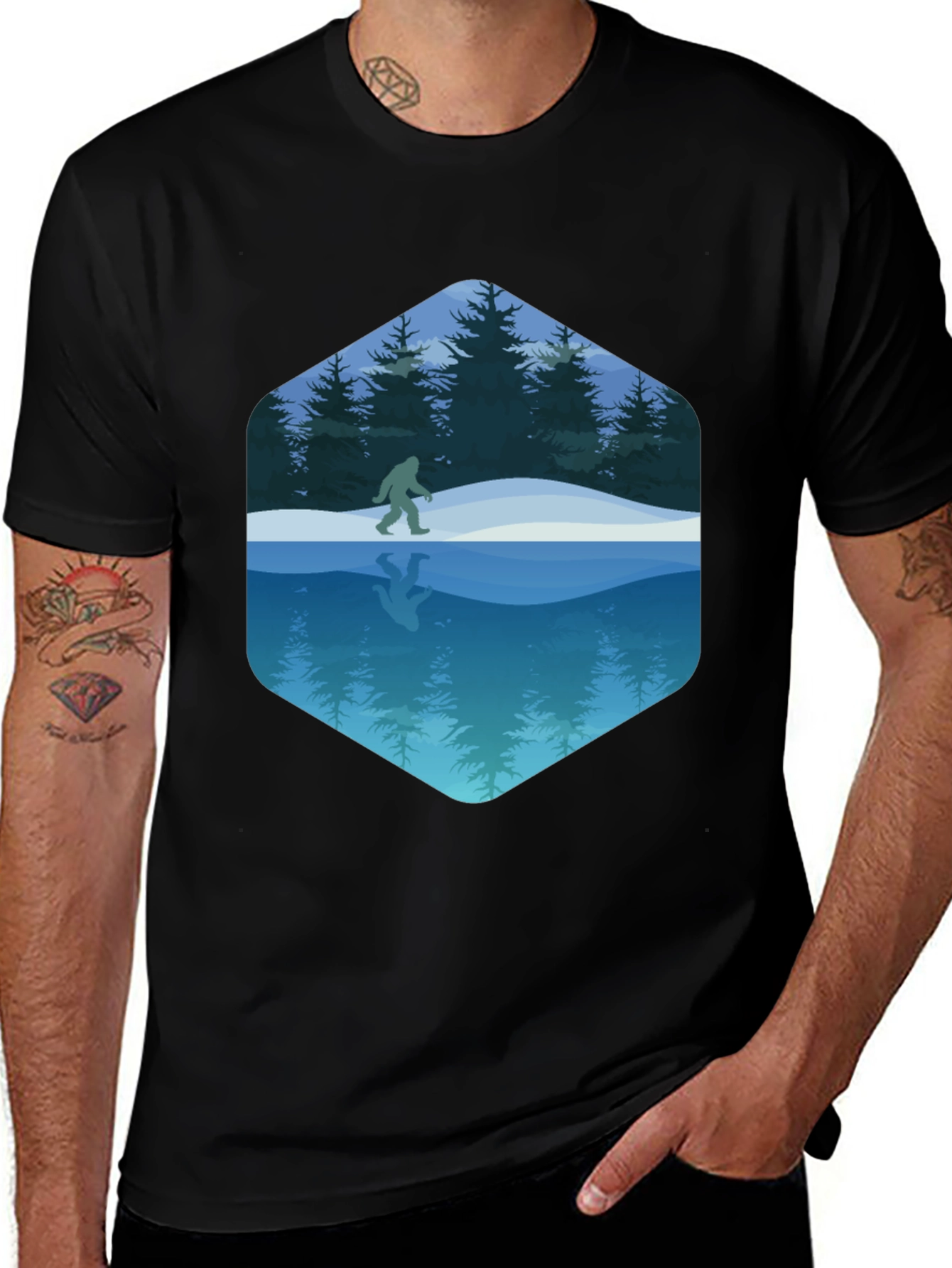 Bigfoot Reflection Graphic Tee - Black