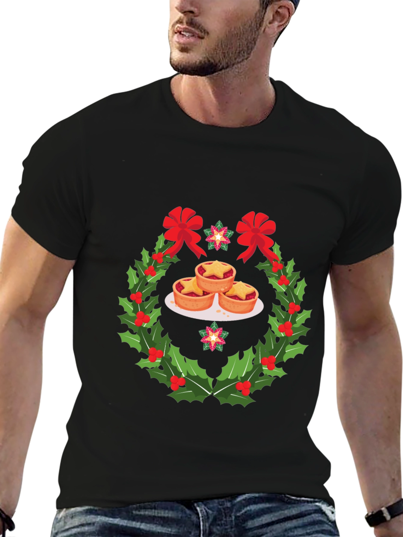 Festive Mince Pie Wreath Graphic T-Shirt