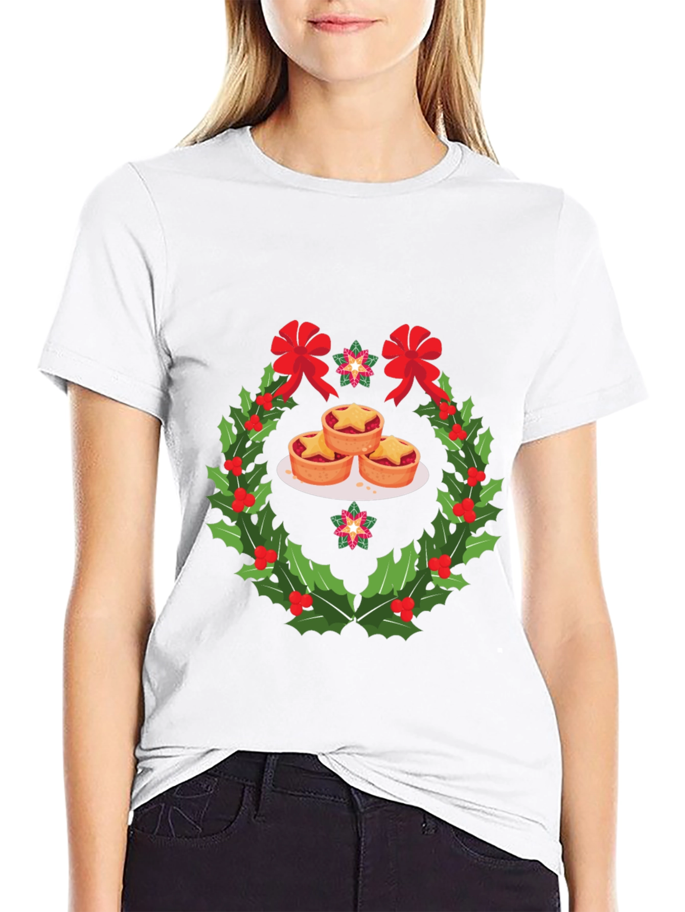 Festive Mince Pie Wreath Graphic T-Shirt